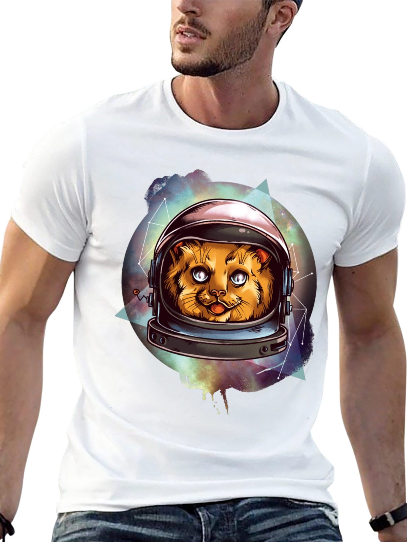 Cosmic Cat Astronaut Graphic Tee
