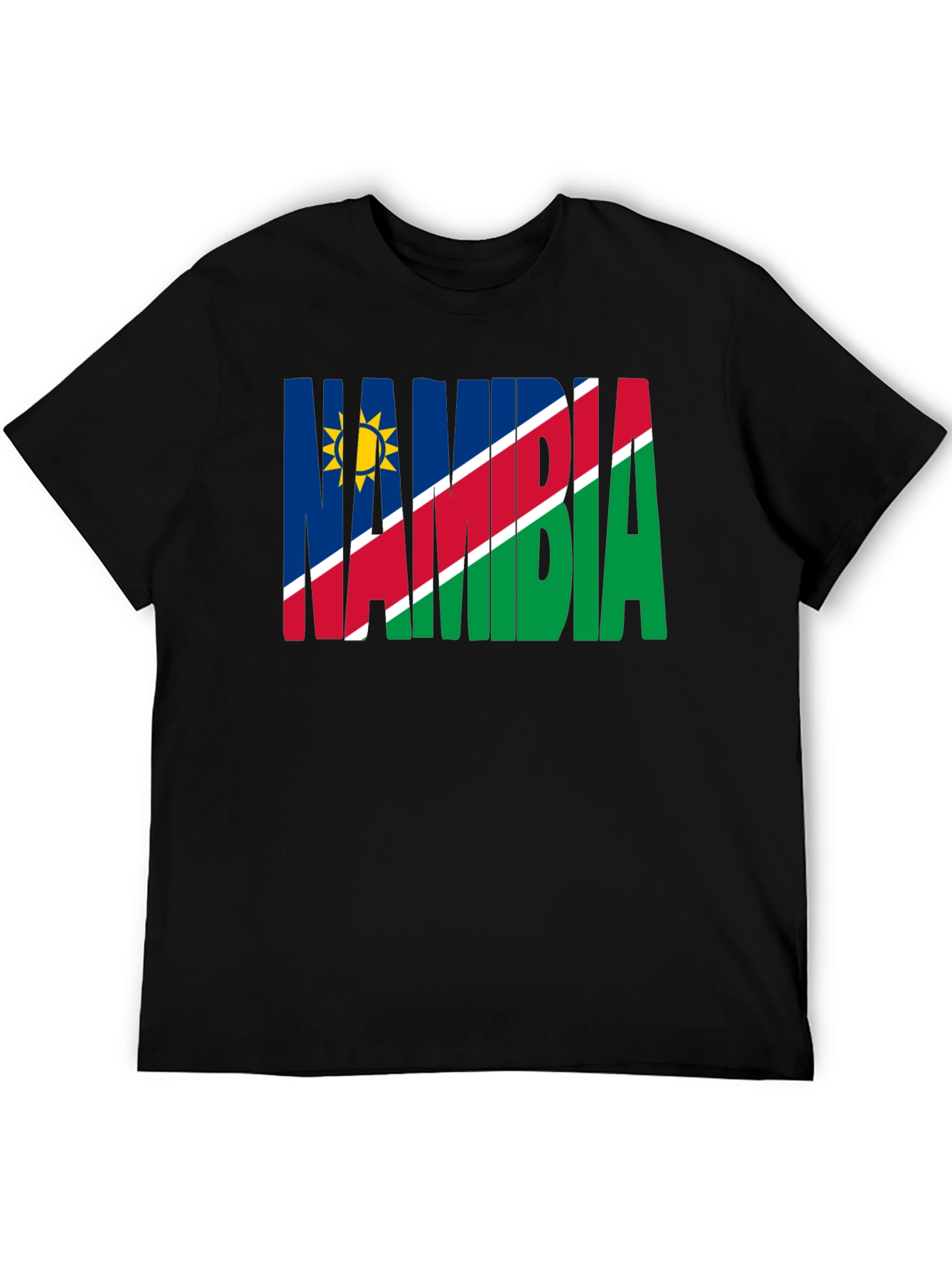 Namibia Flag T-Shirt - Black Crew Neck Tee