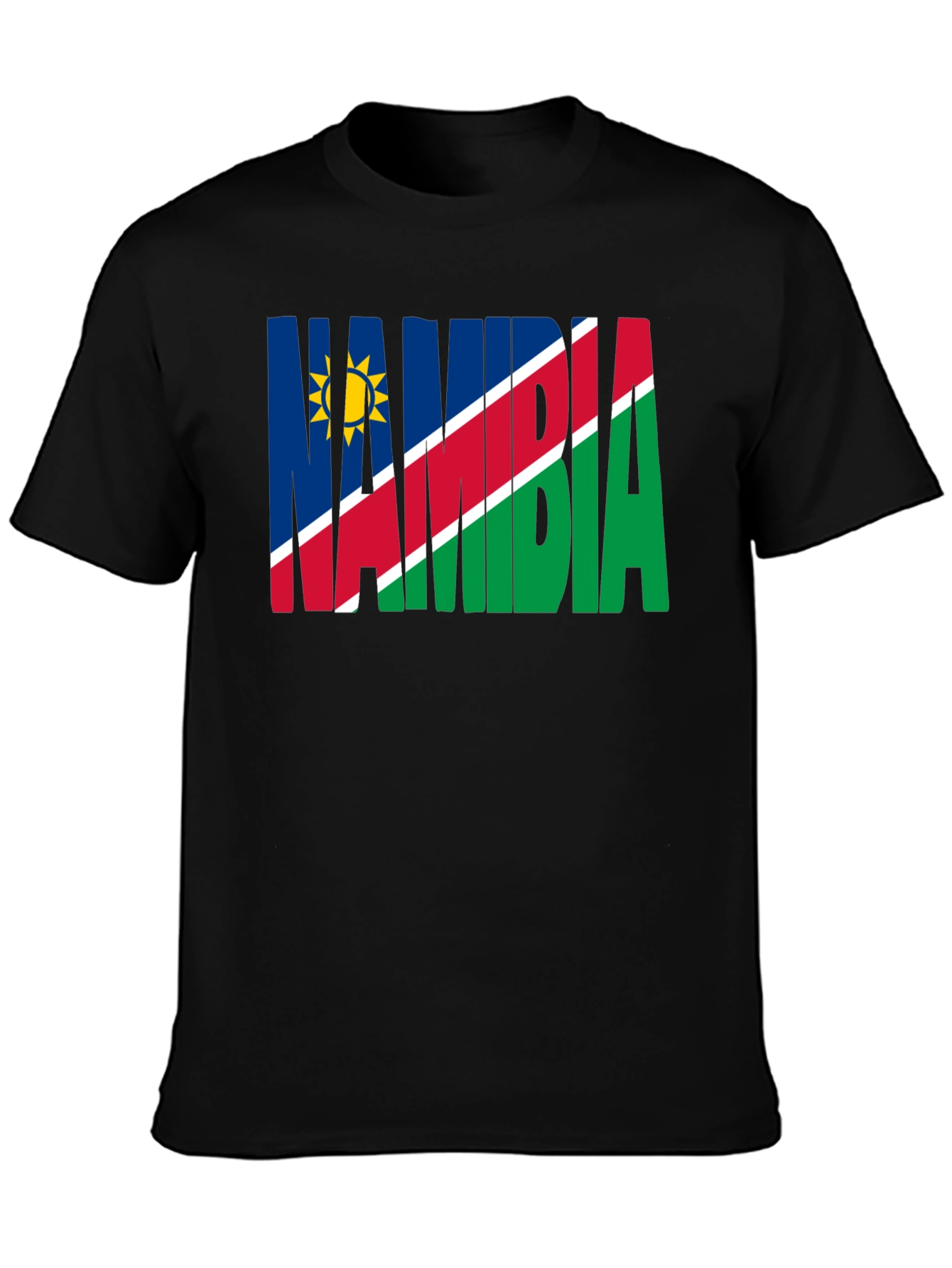 Namibia Flag T-Shirt - Black Crew Neck Tee