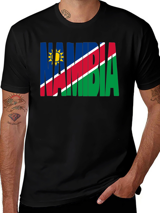 Namibia Flag T-Shirt - Black Crew Neck Tee