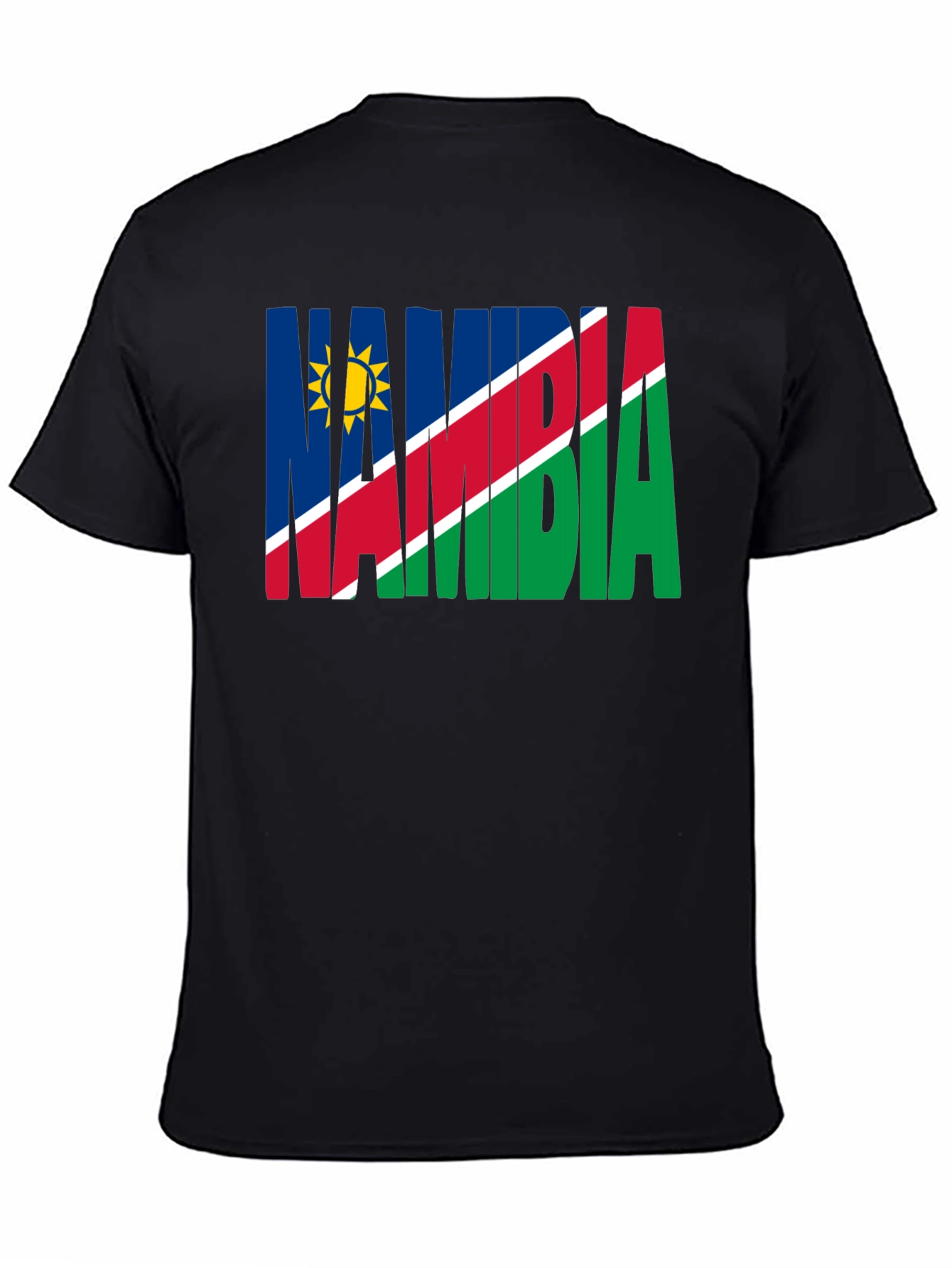 Namibia Flag T-Shirt - Black Crew Neck Tee