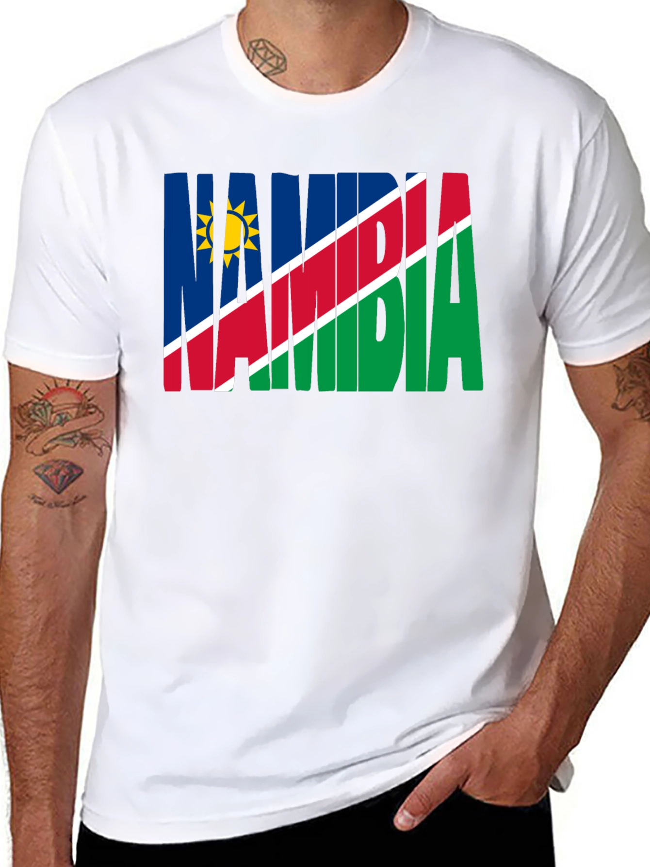Namibia Flag T-Shirt - Black Crew Neck Tee