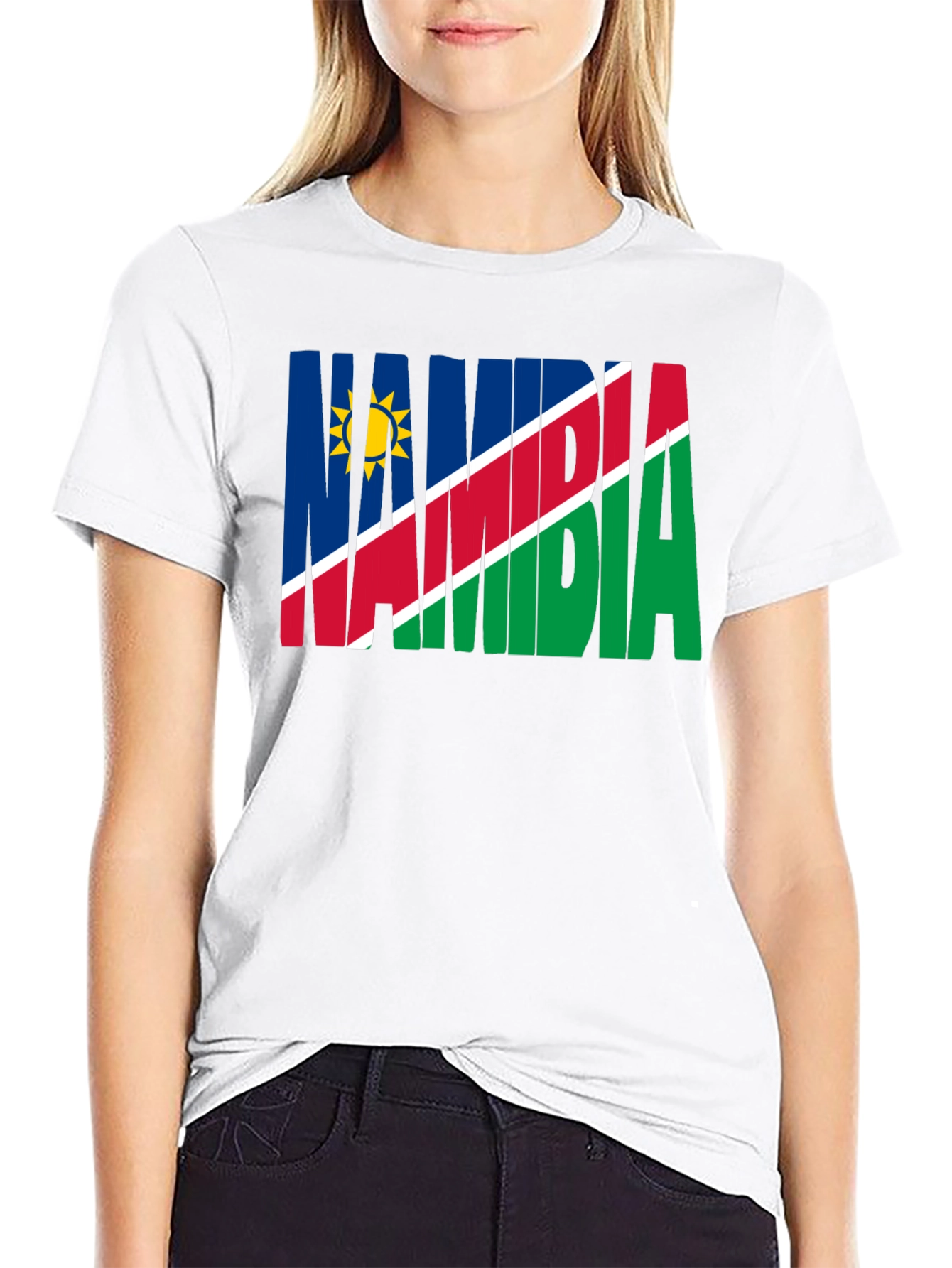 Namibia Flag T-Shirt - Black Crew Neck Tee