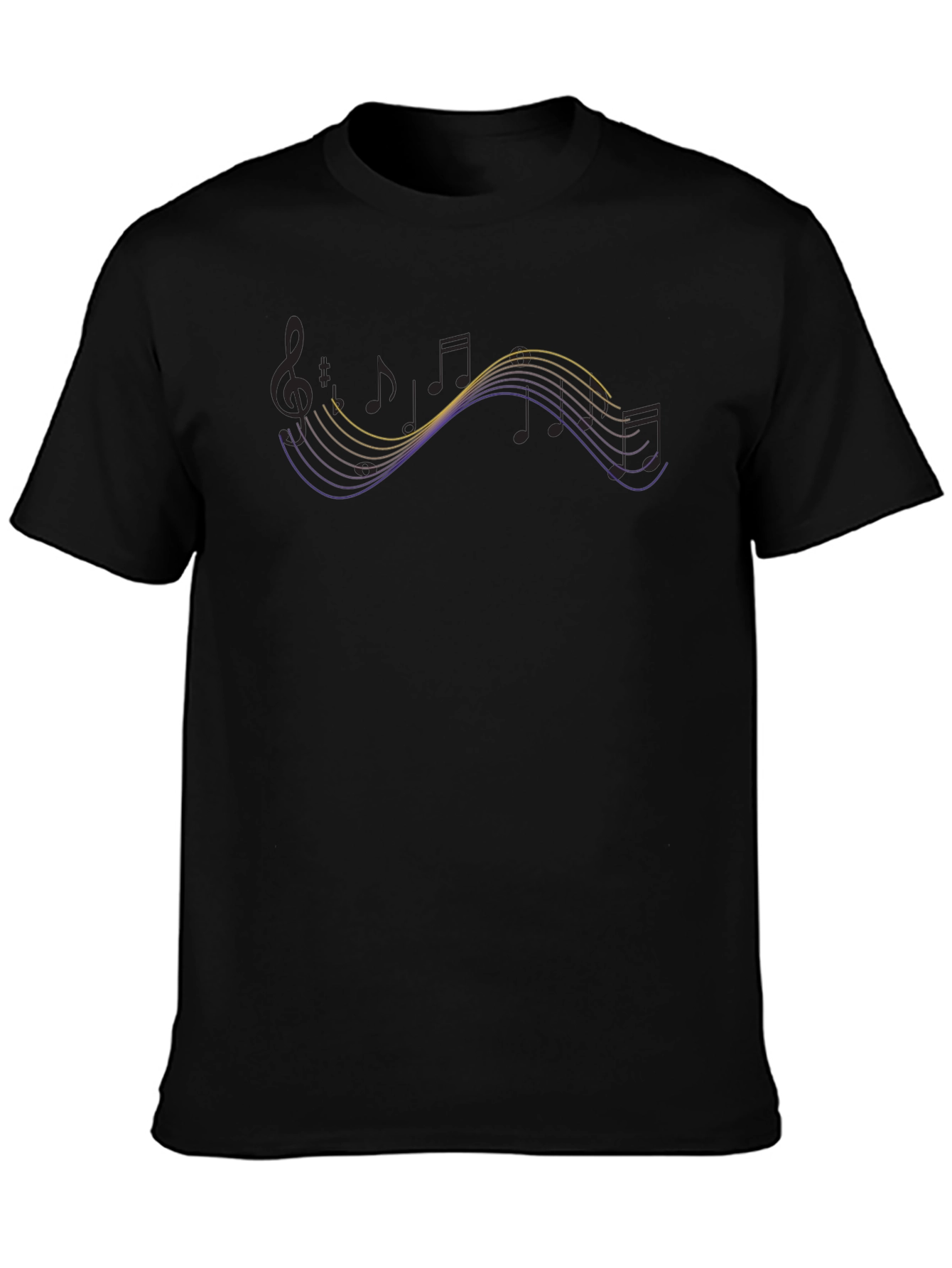 Musical Note Wave Black T-Shirt