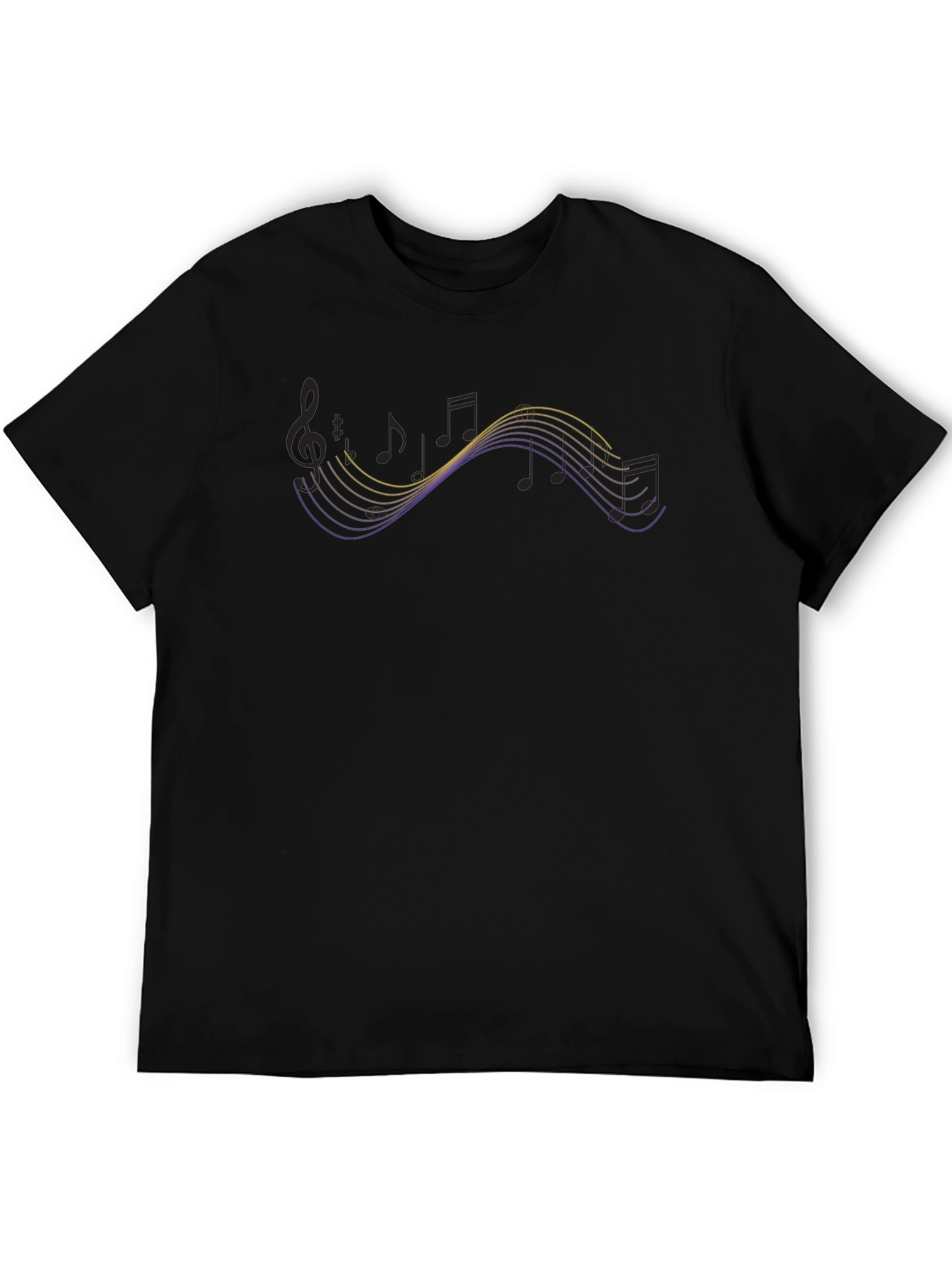 Musical Note Wave Black T-Shirt