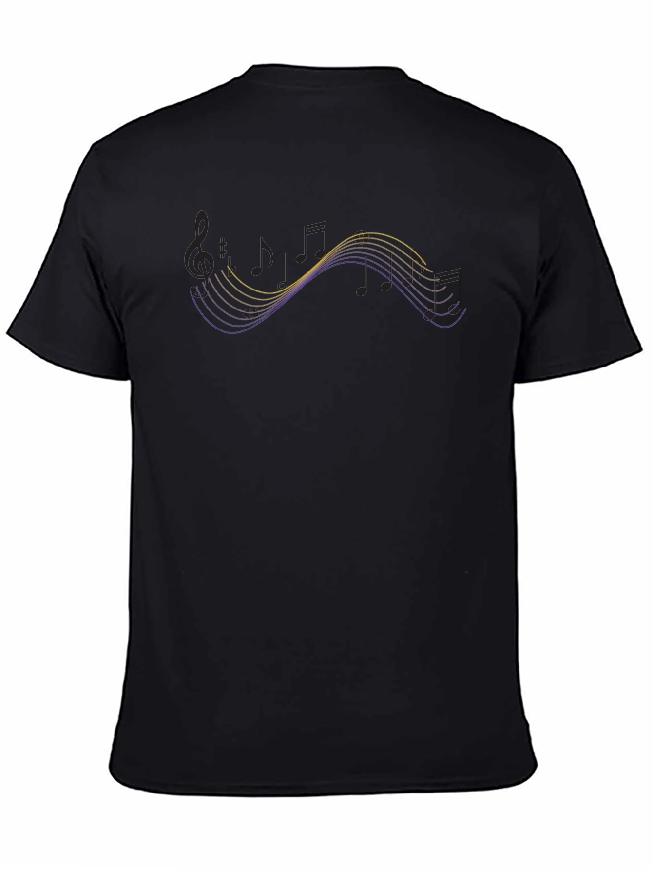 Musical Note Wave Black T-Shirt