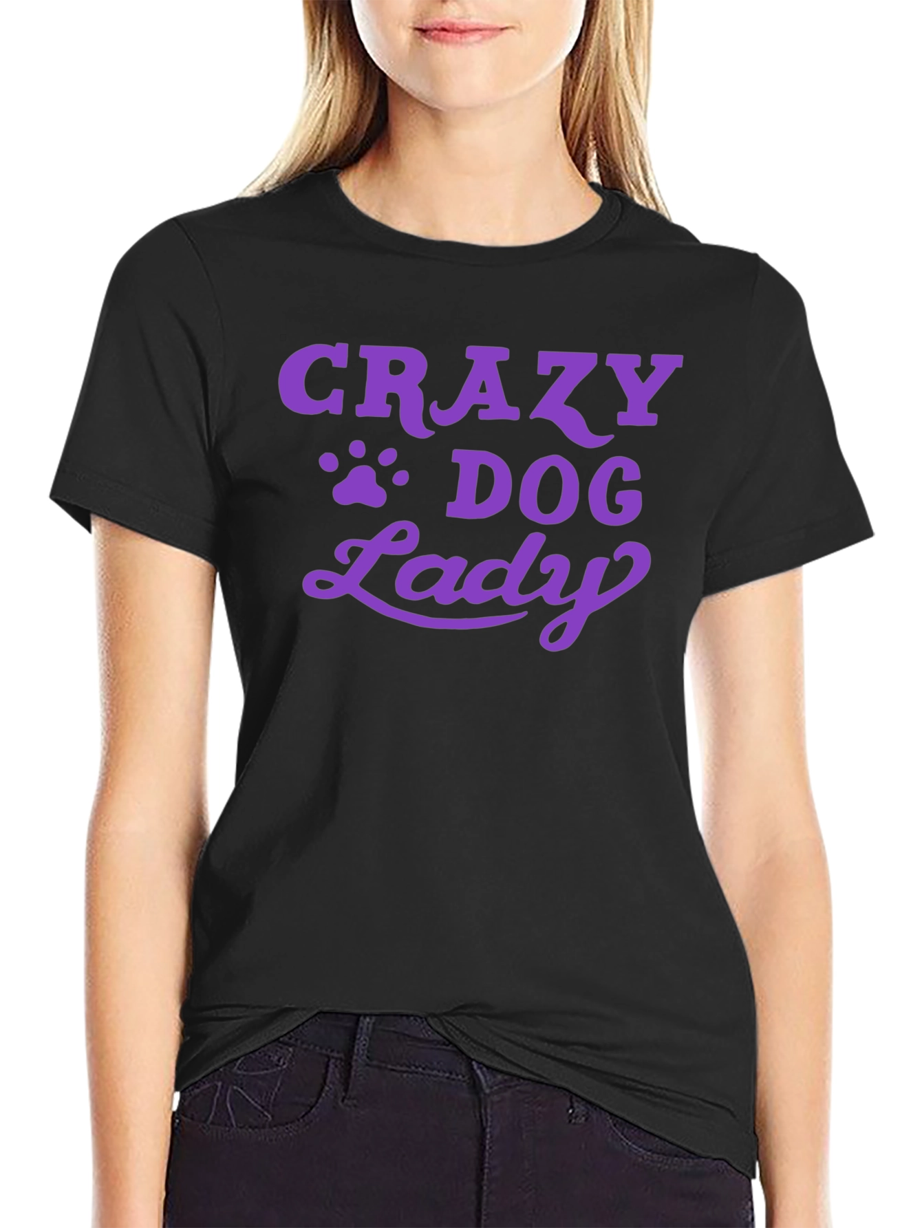 Crazy Dog Lady Graphic Tee - Black