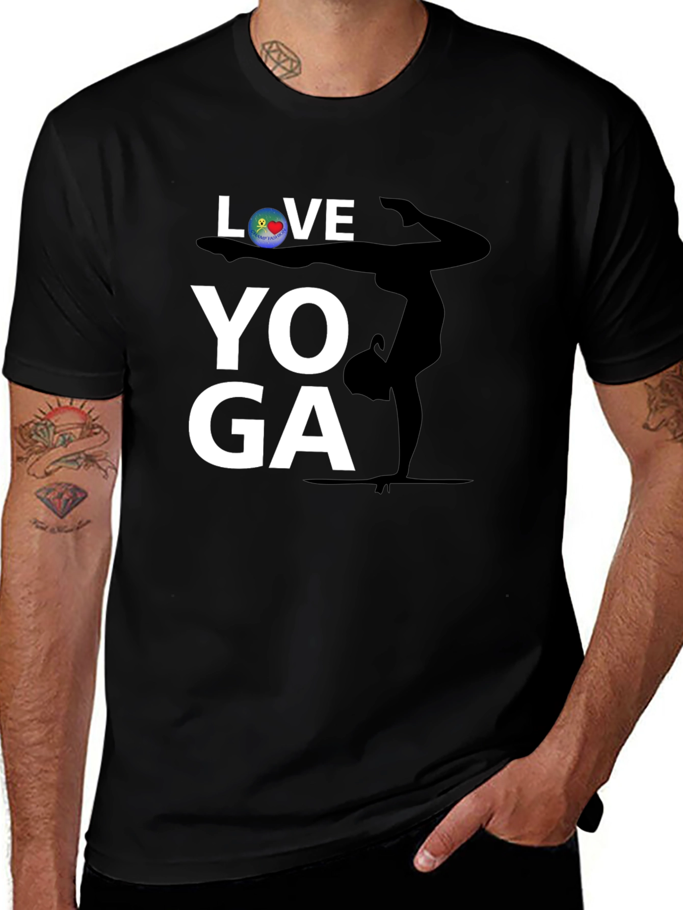 Love Yoga Graphic Tee - Black Cotton Shirt