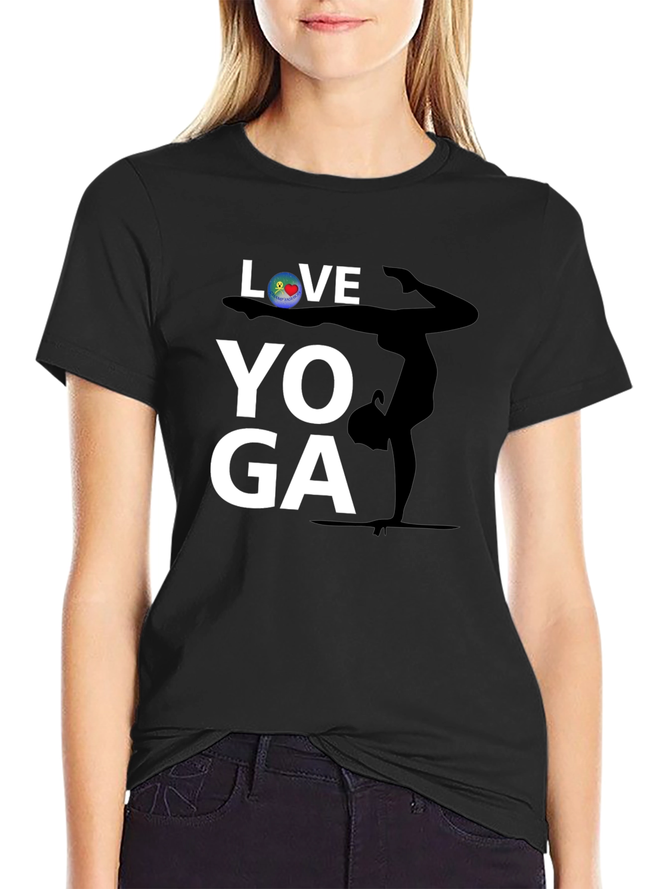 Love Yoga Graphic Tee - Black Cotton Shirt