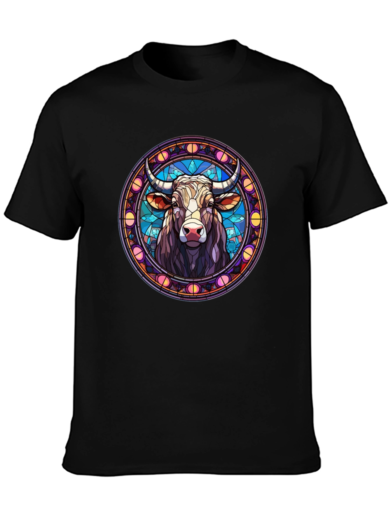 Bull Taurus Zodiac Stained Glass T-Shirt