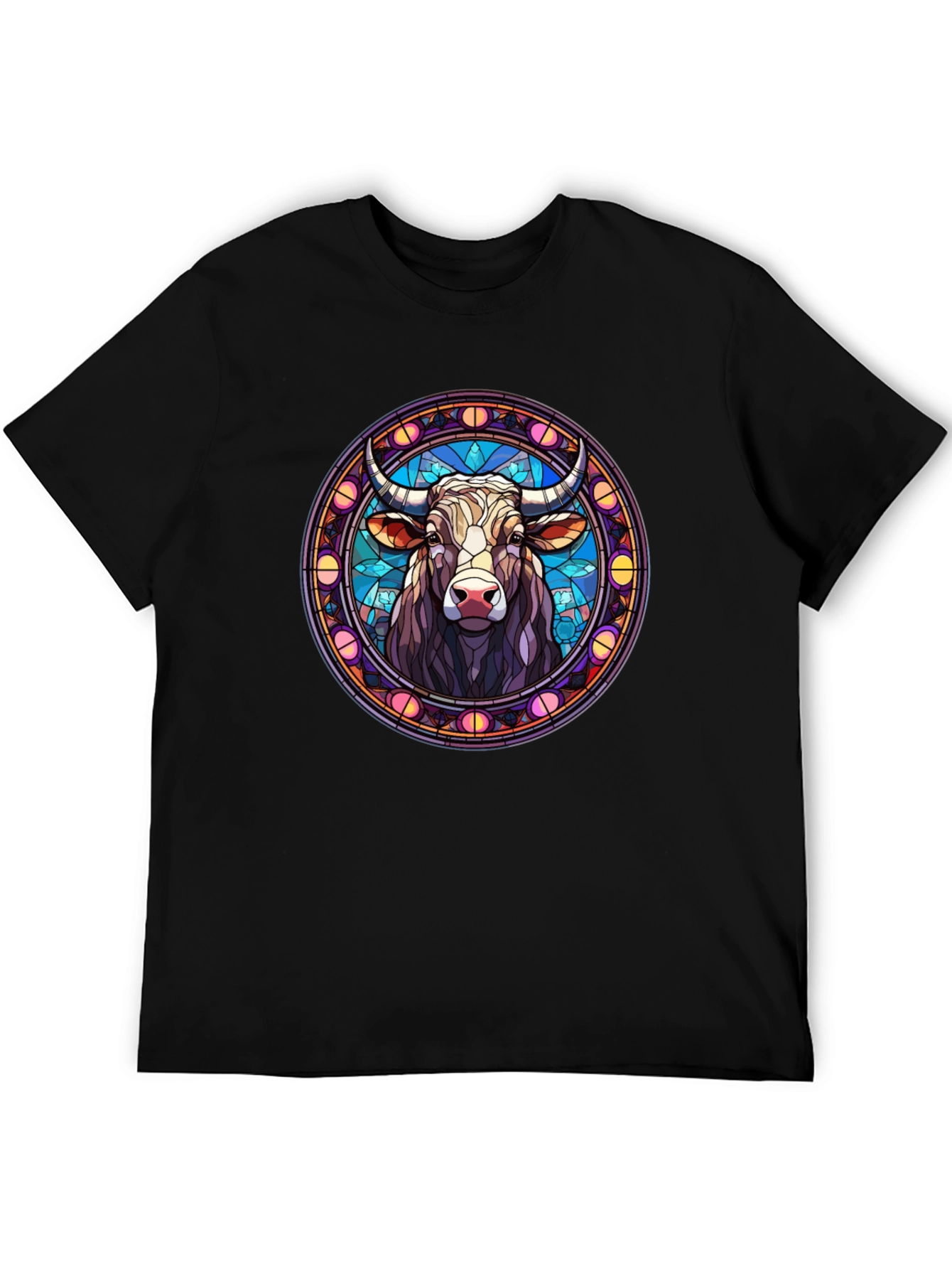 Bull Taurus Zodiac Stained Glass T-Shirt