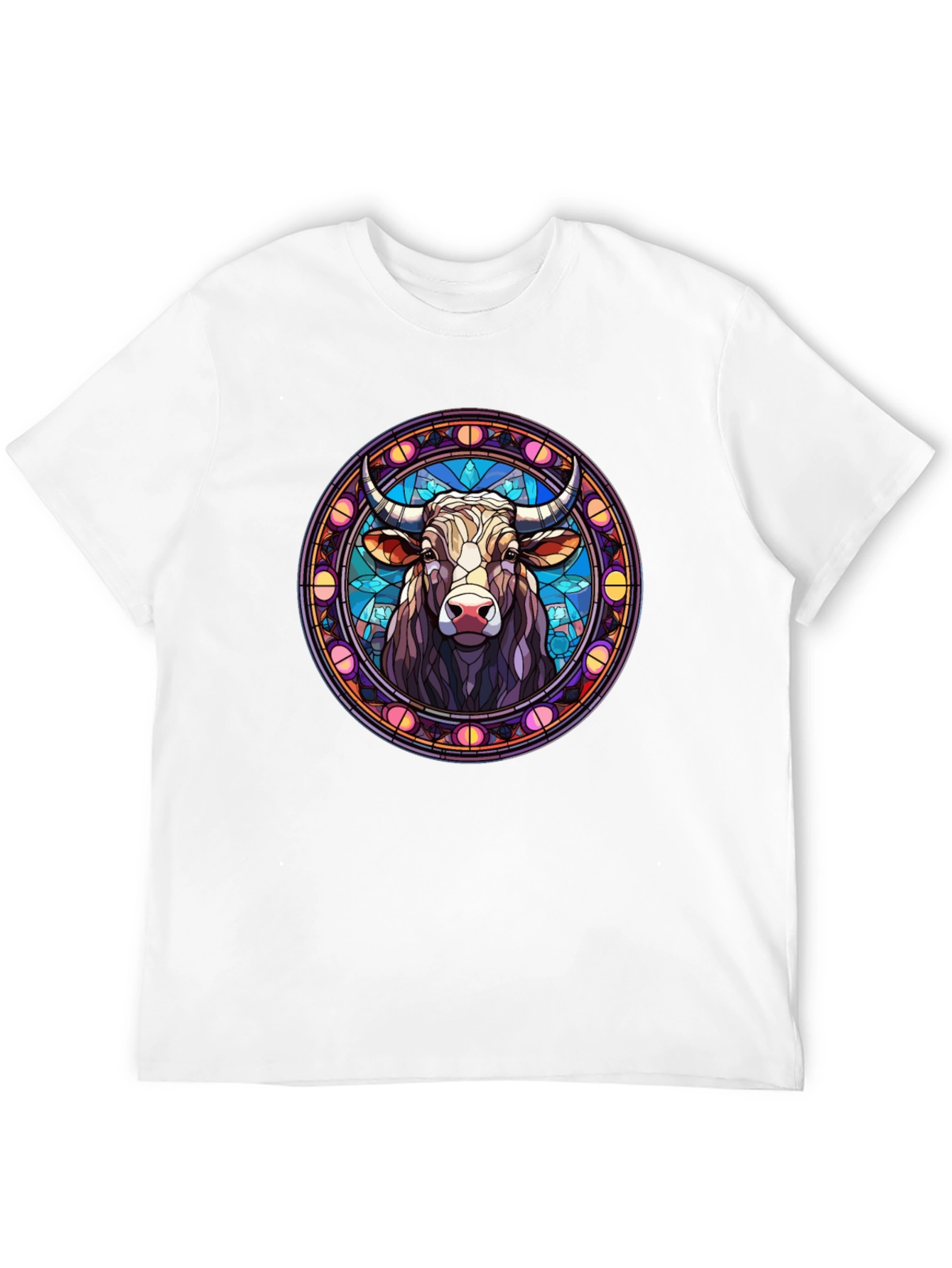 Bull Taurus Zodiac Stained Glass T-Shirt