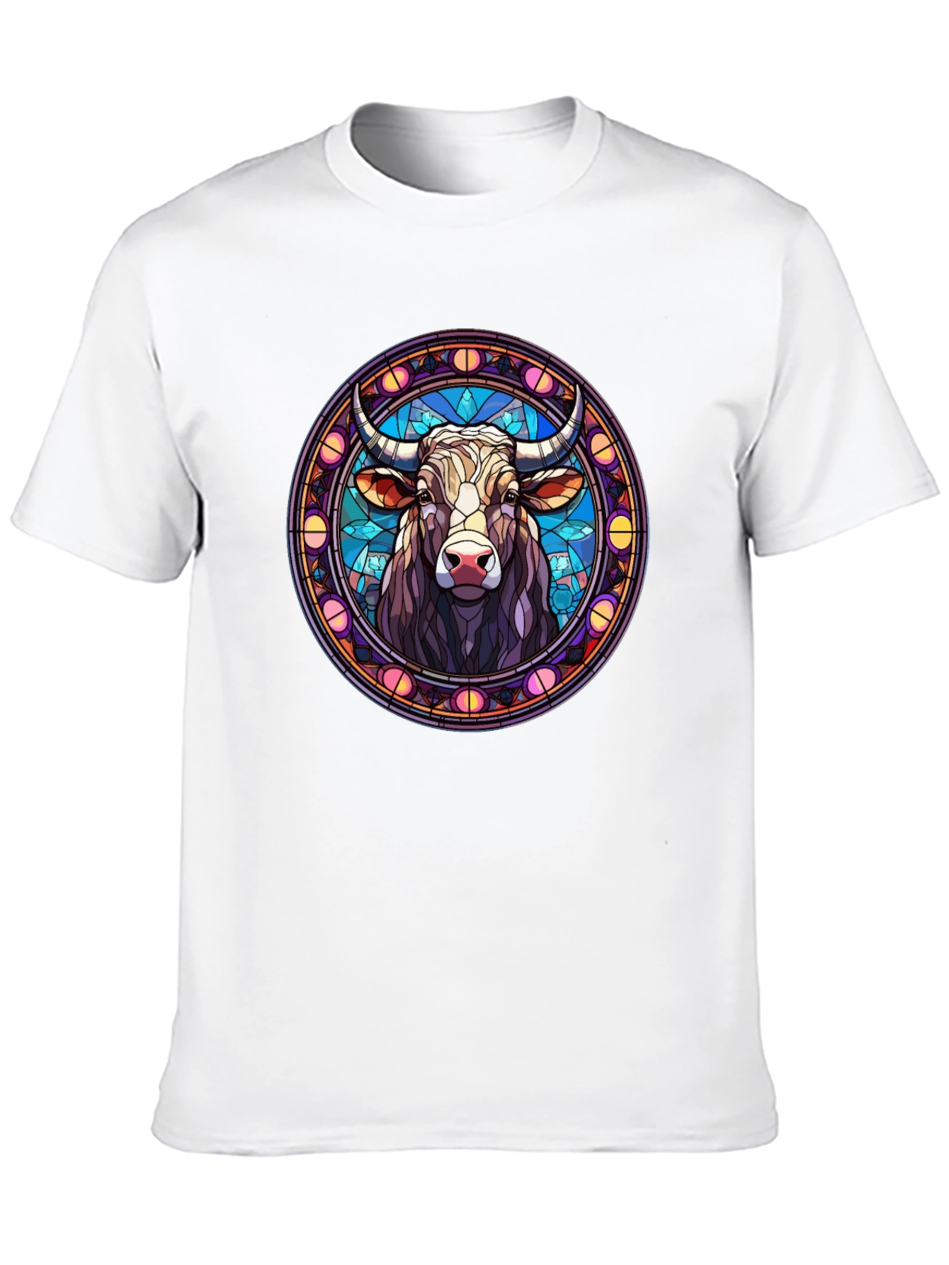 Bull Taurus Zodiac Stained Glass T-Shirt