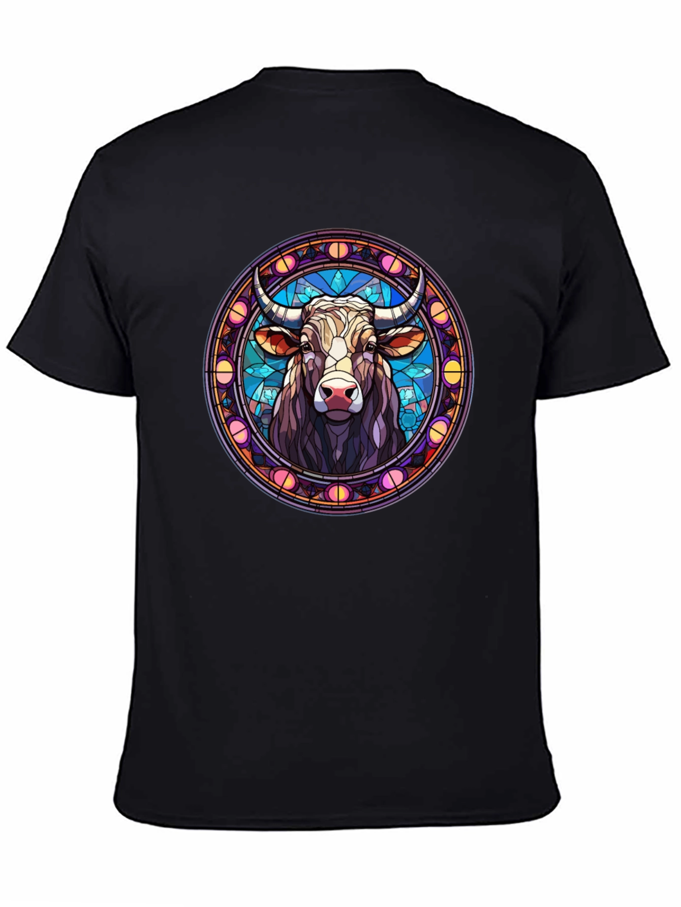Bull Taurus Zodiac Stained Glass T-Shirt