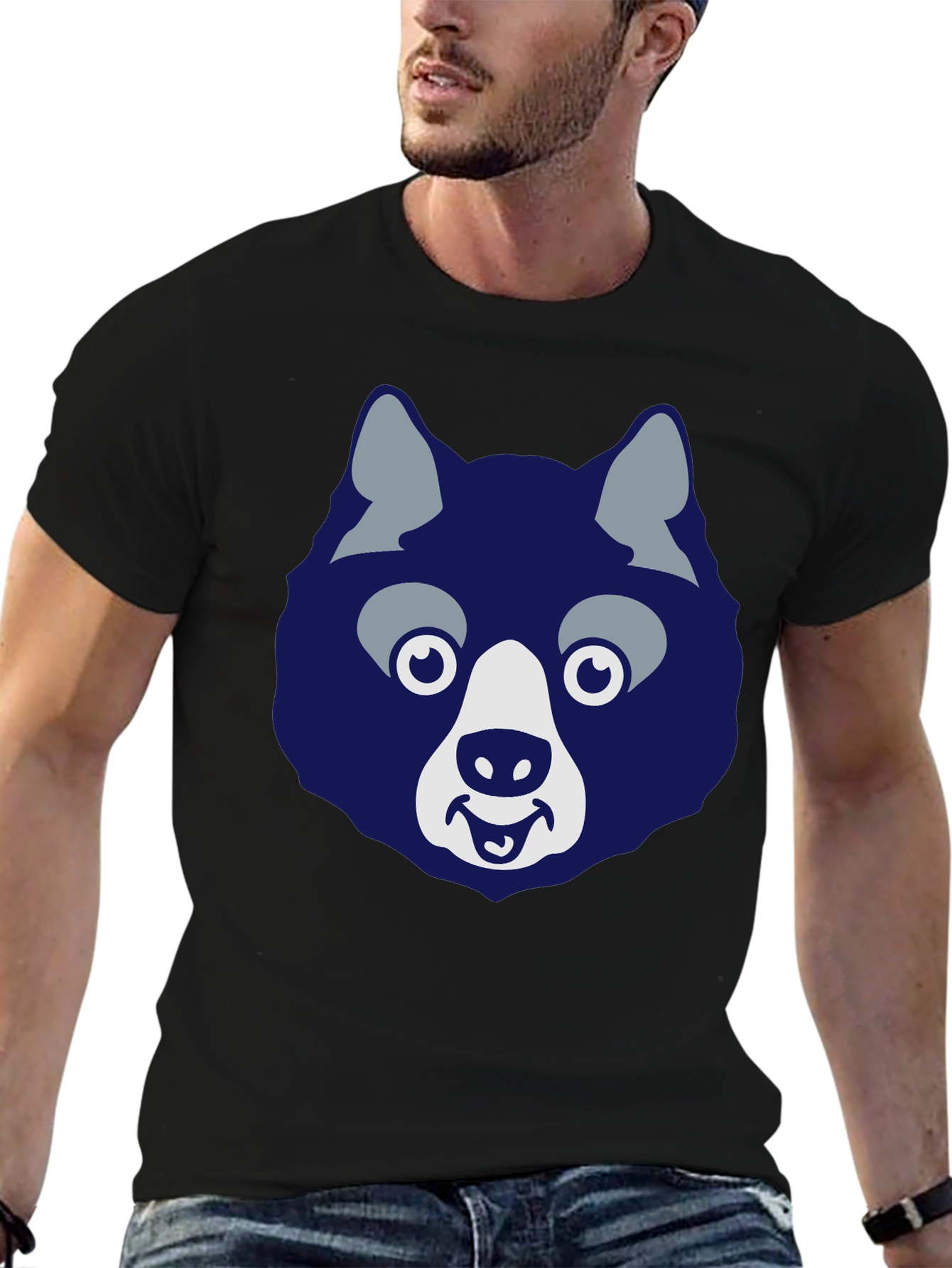 Funny Husky Graphic Tee - Mens Black T-Shirt