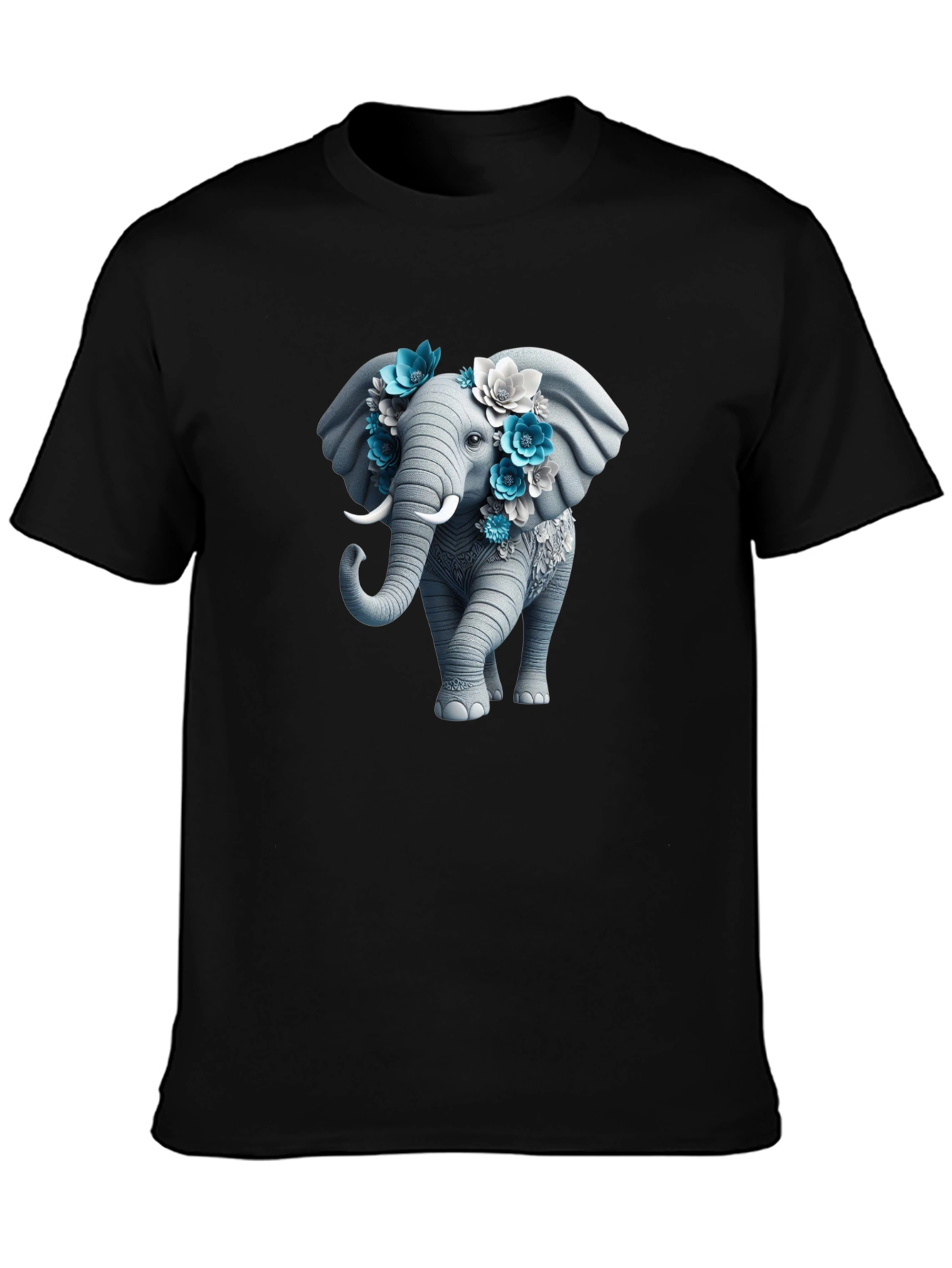 Floral Elephant Graphic Tee - Unique Design