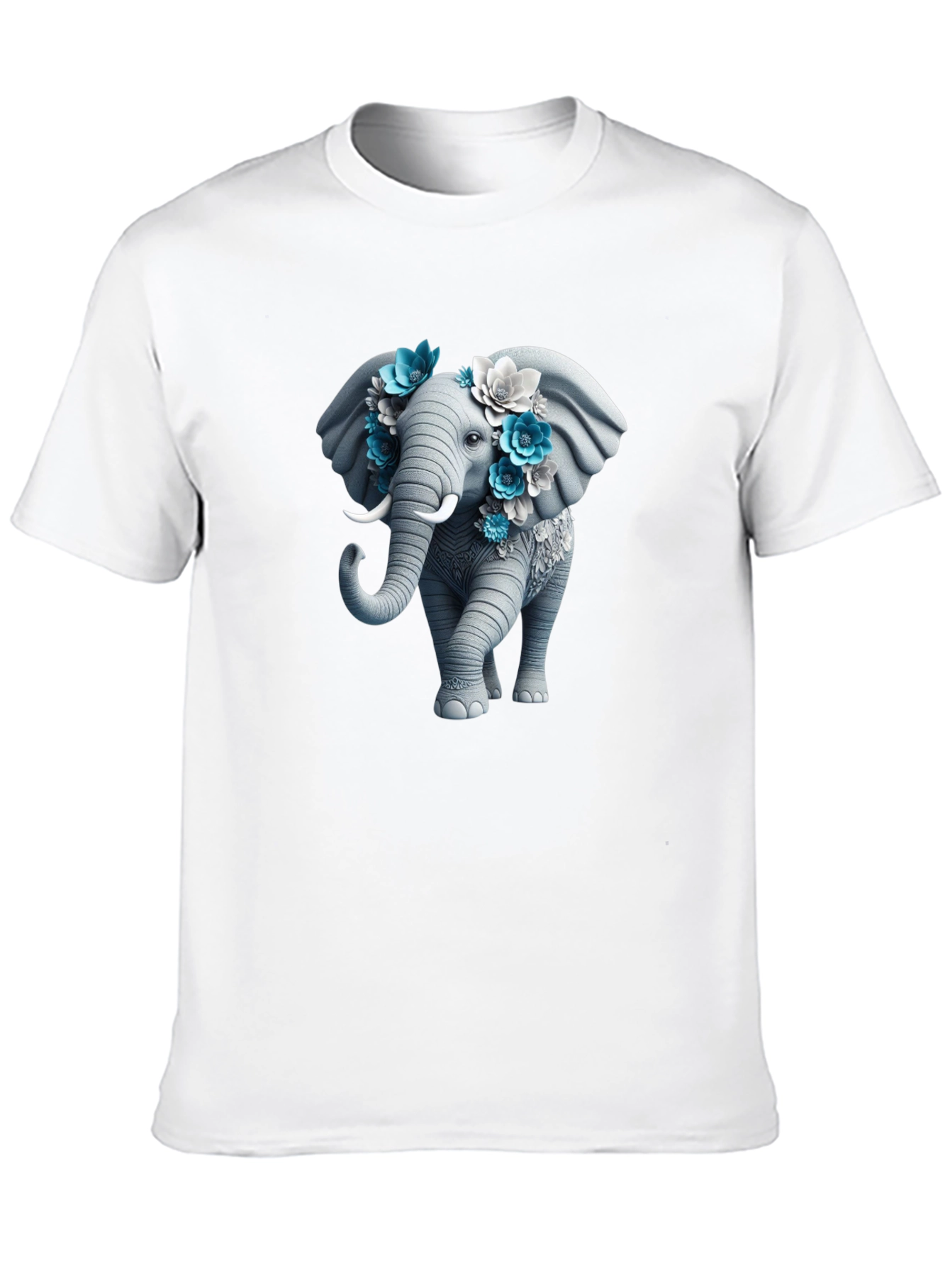 Floral Elephant Graphic Tee - Unique Design