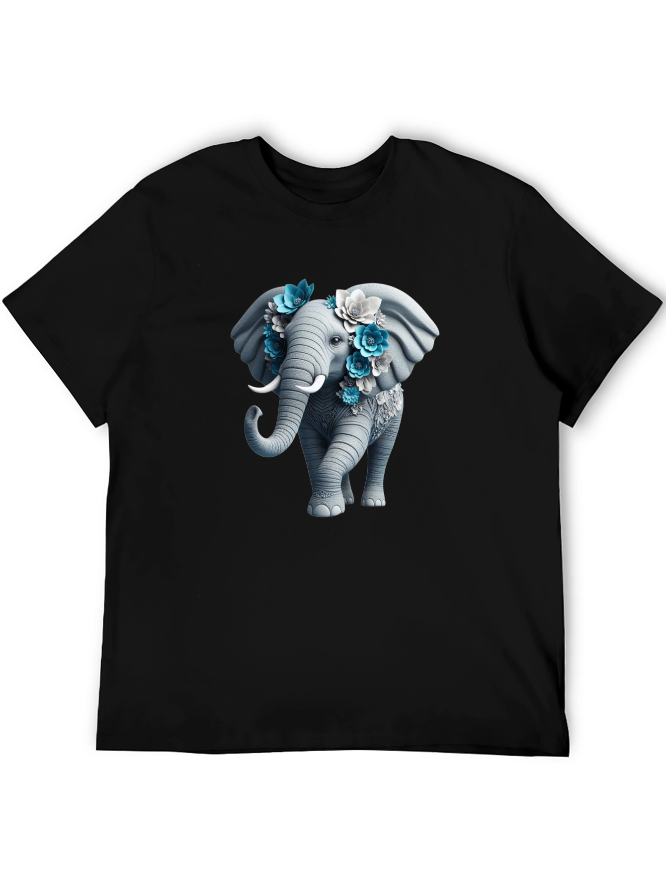 Floral Elephant Graphic Tee - Unique Design