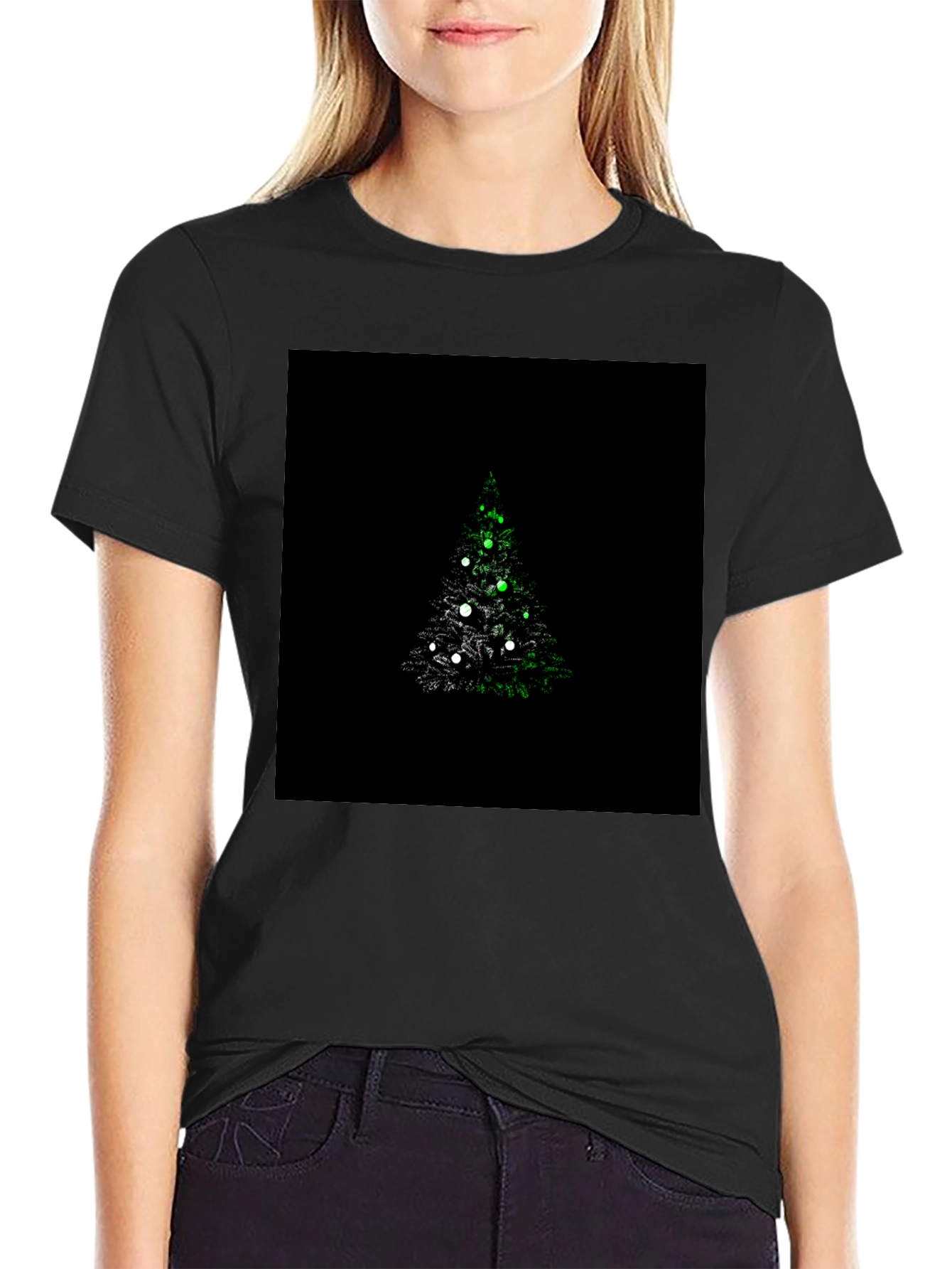 Christmas Tree Graphic Black T-Shirt