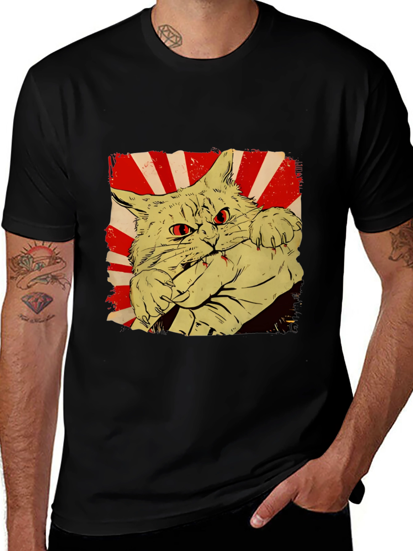 Cat Bite Graphic Tee - Red Eye Feline