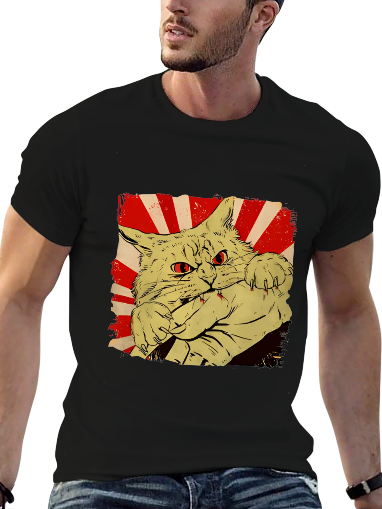 Cat Bite Graphic Tee - Red Eye Feline