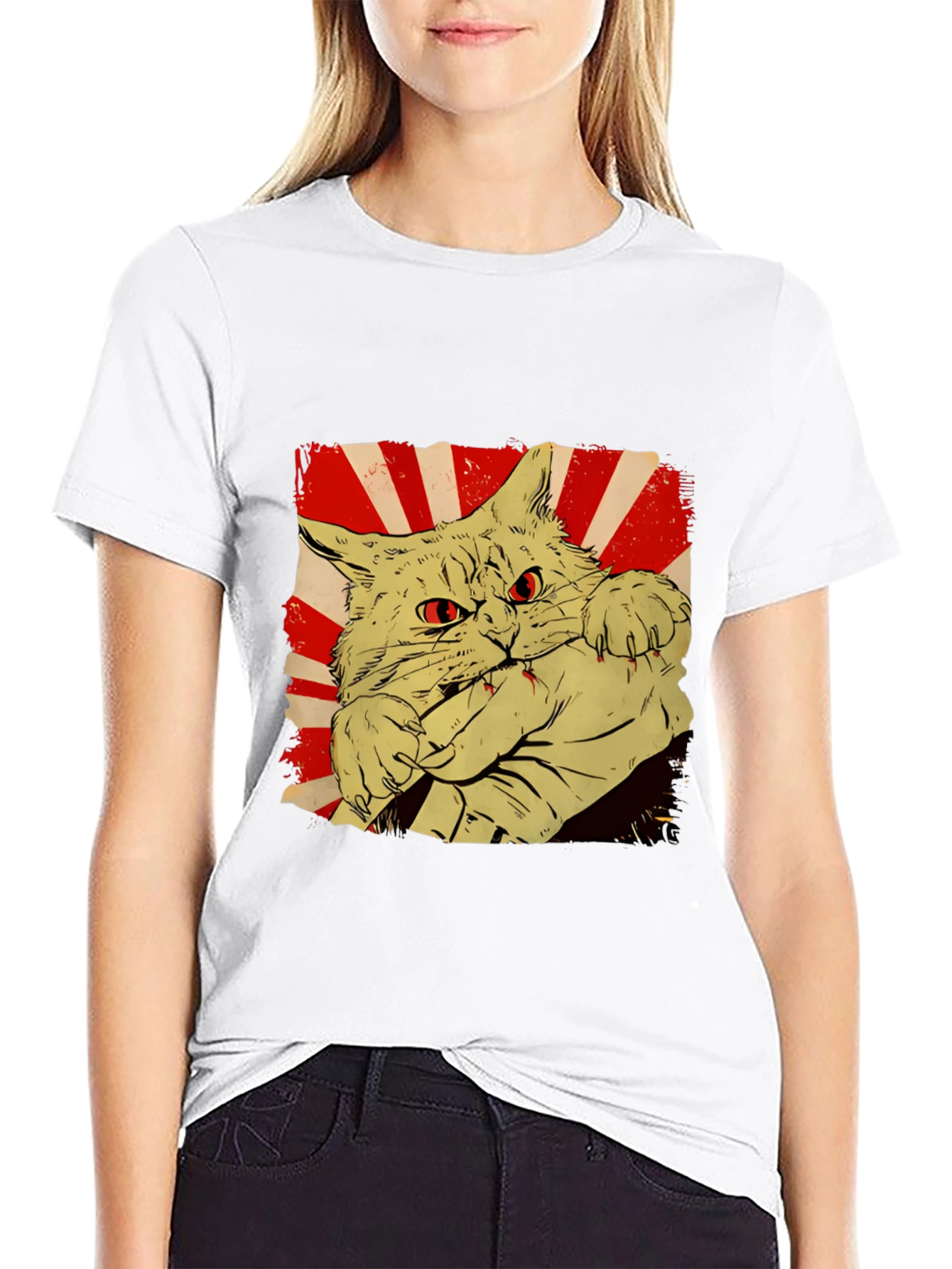 Cat Bite Graphic Tee - Red Eye Feline