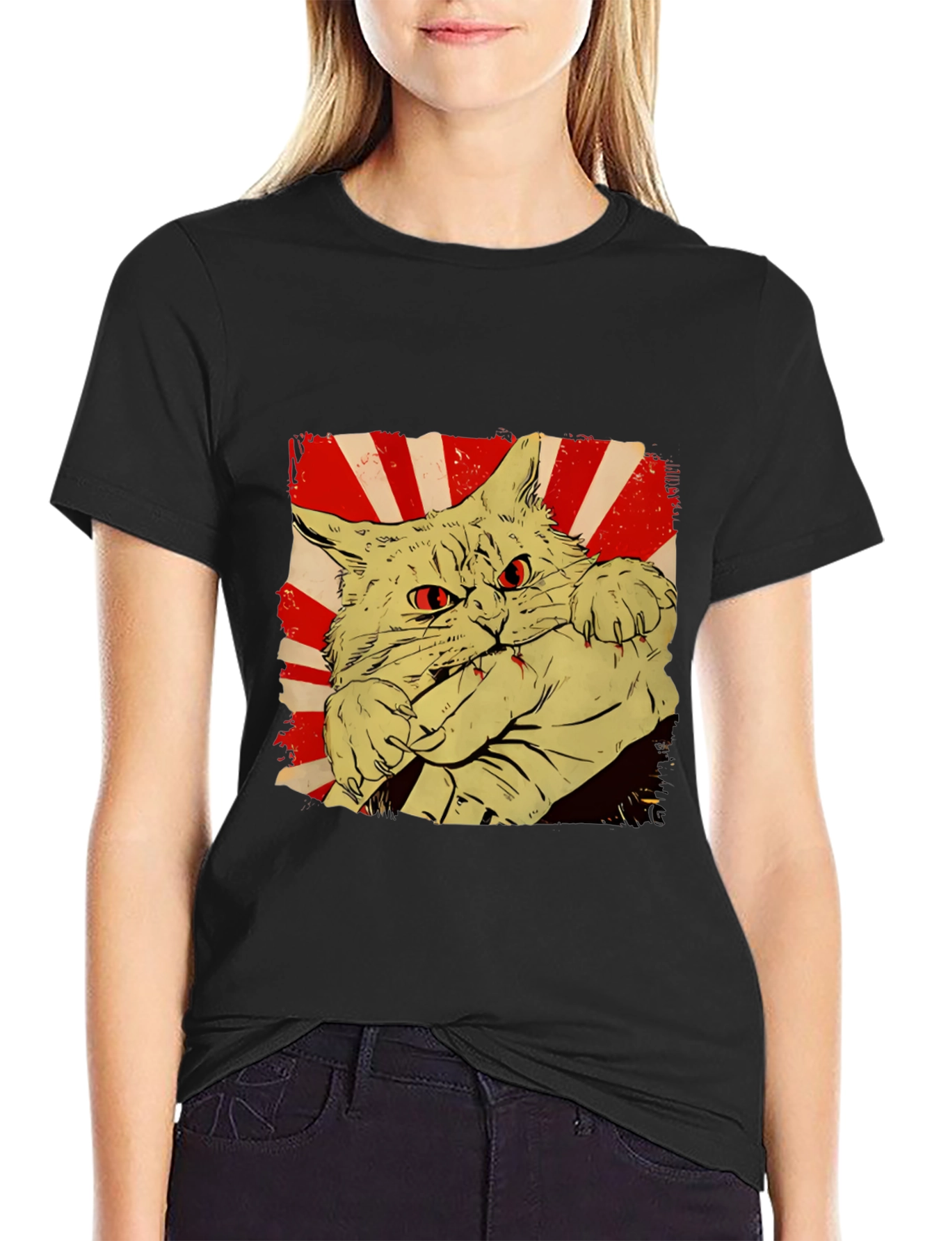 Cat Bite Graphic Tee - Red Eye Feline