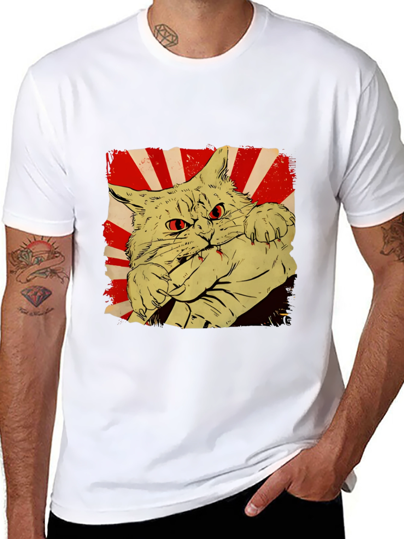 Cat Bite Graphic Tee - Red Eye Feline