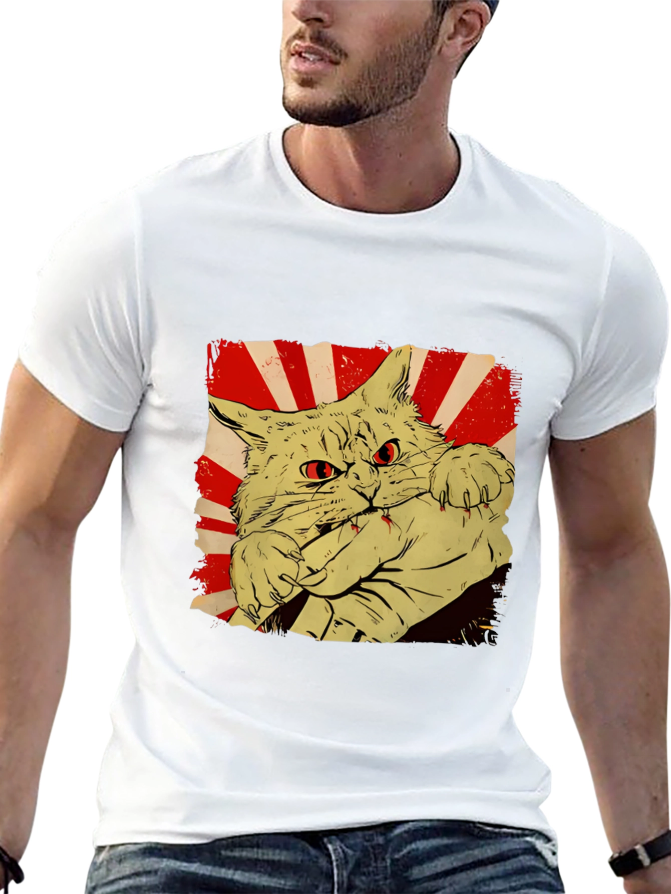 Cat Bite Graphic Tee - Red Eye Feline