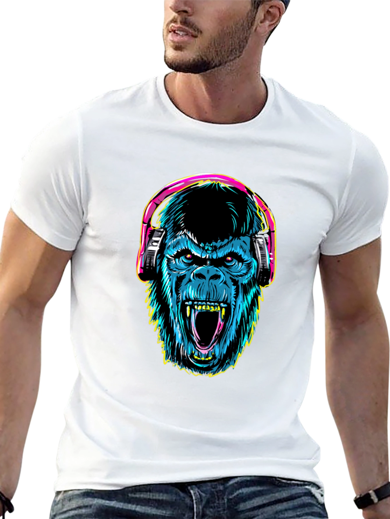 Gorilla Headphone Graphic T-Shirt - Cool Streetwear Style