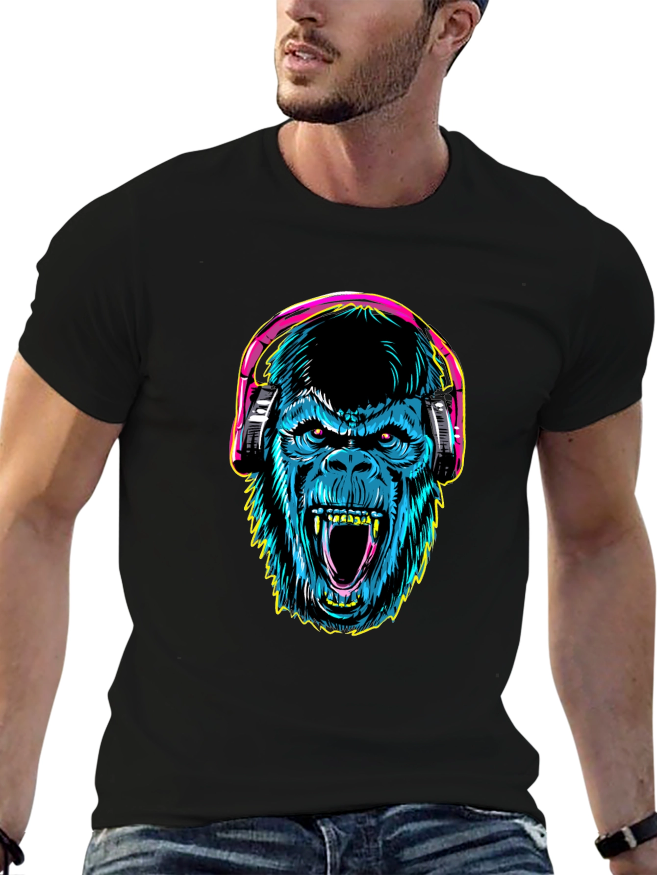 Gorilla Headphone Graphic T-Shirt - Cool Streetwear Style