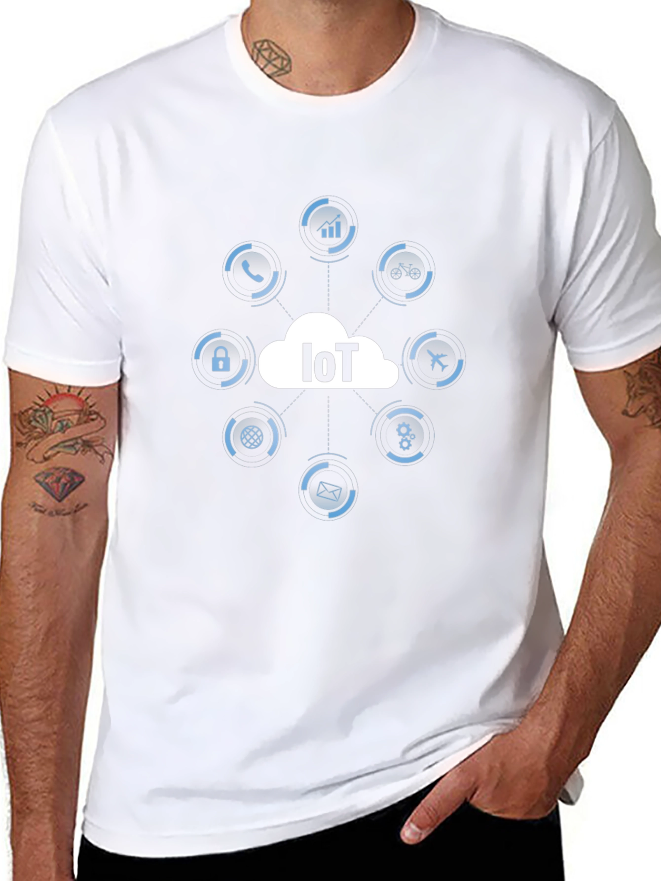 IoT Tech T-Shirt - Black Cotton Graphic Tee