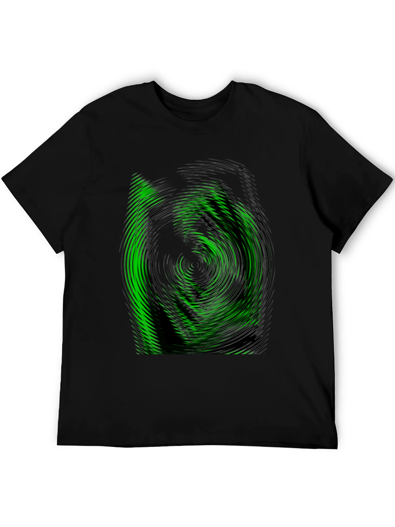 Green Vortex Graphic Black T-Shirt