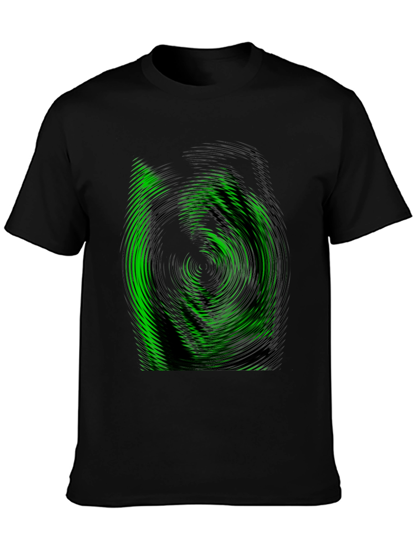 Green Vortex Graphic Black T-Shirt