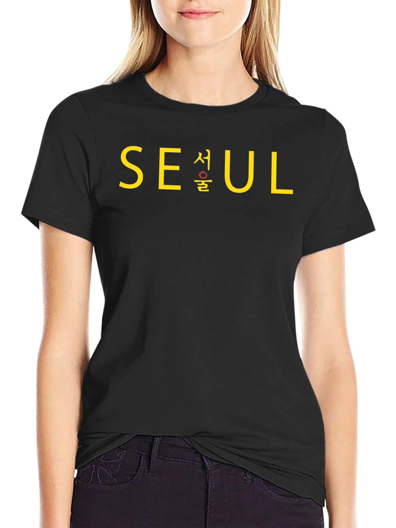 Seoul T-Shirt - Black Crew Neck Graphic Tee