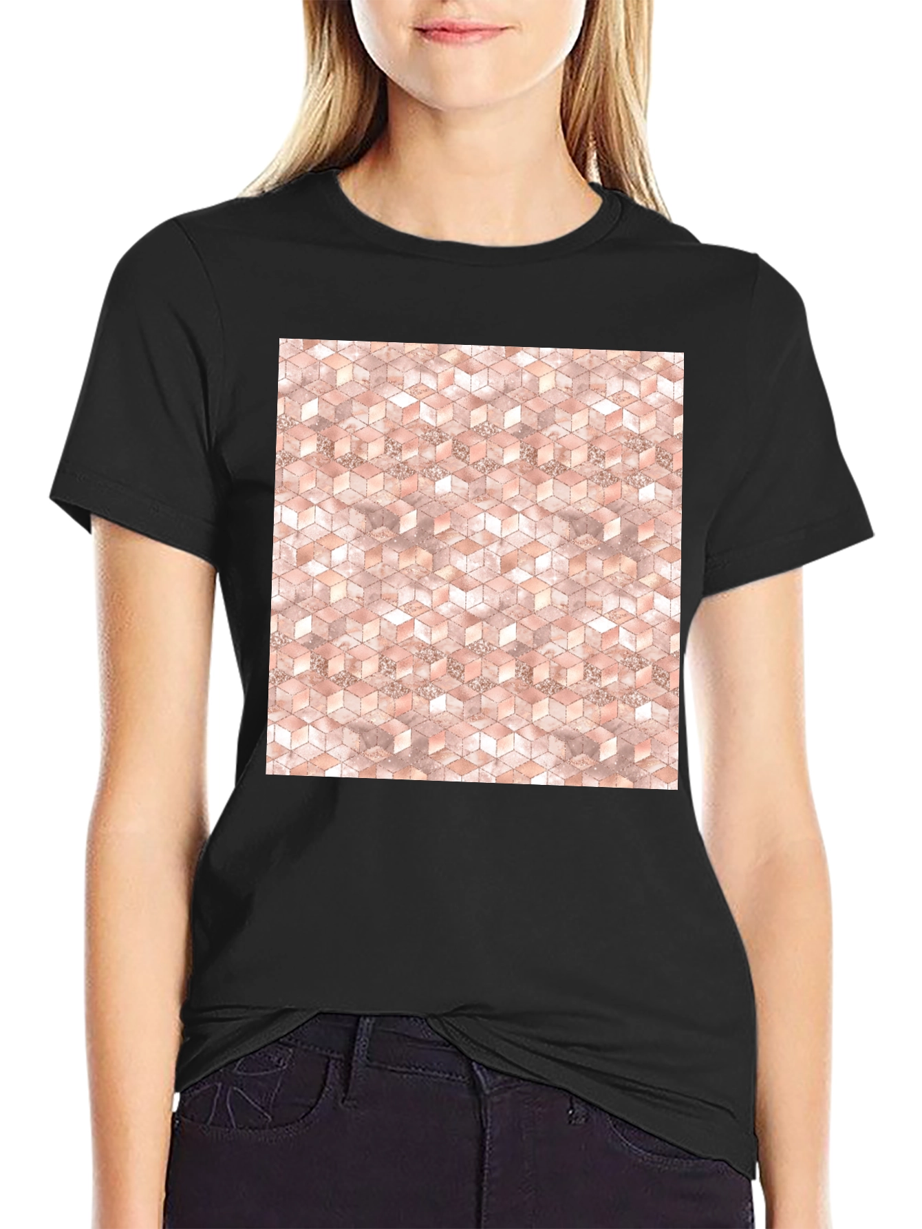Geometric Cube Pattern Tee - Modern Style
