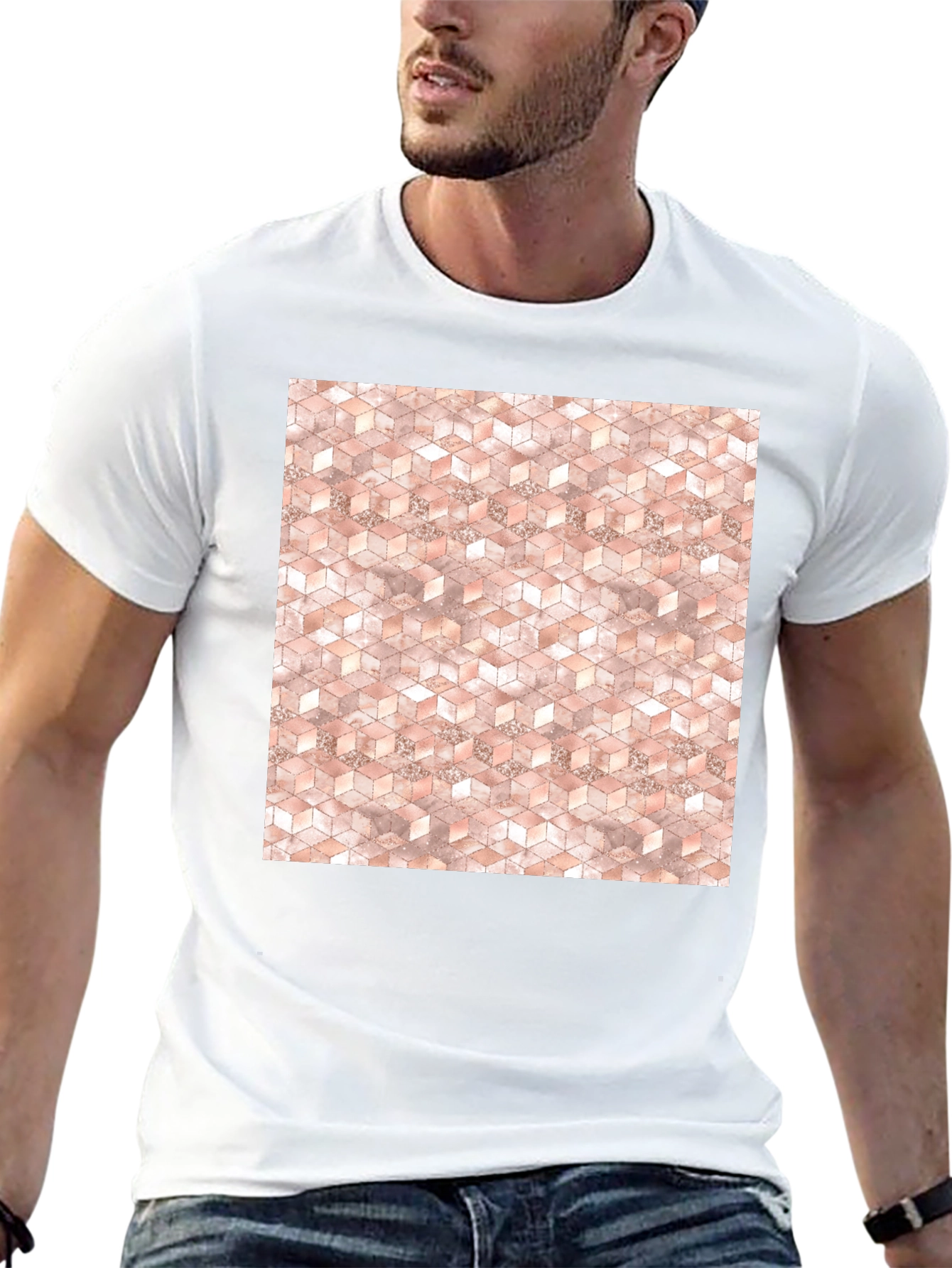 Geometric Cube Pattern Tee - Modern Style