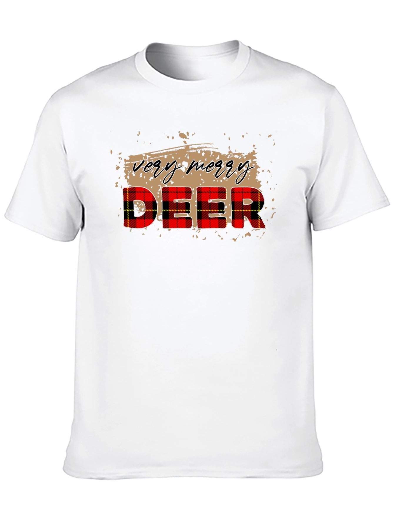Very Merry Deer Plaid Christmas T-Shirt