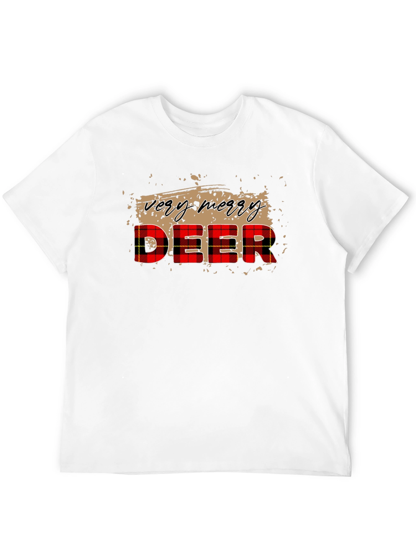 Very Merry Deer Plaid Christmas T-Shirt