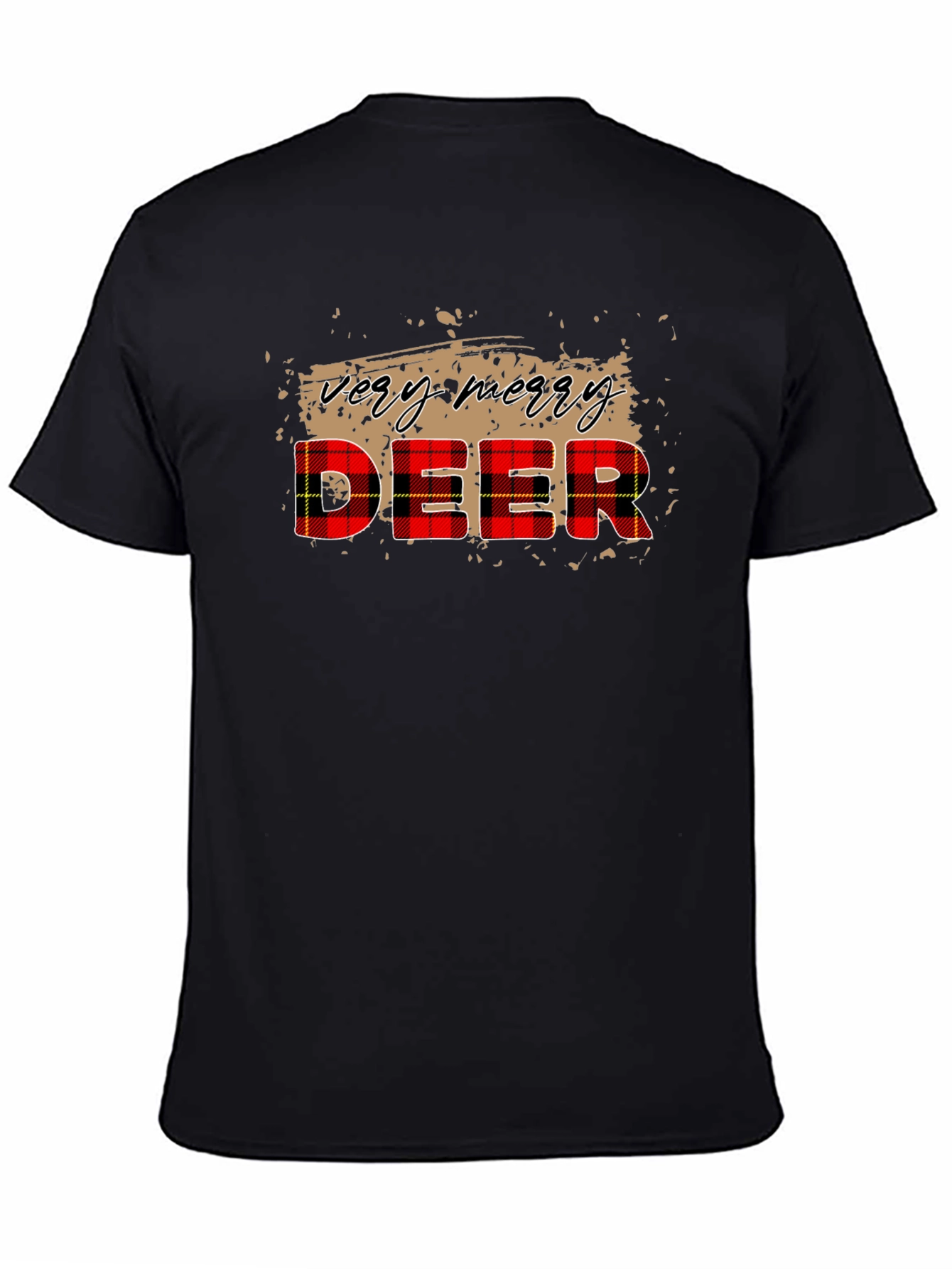 Very Merry Deer Plaid Christmas T-Shirt