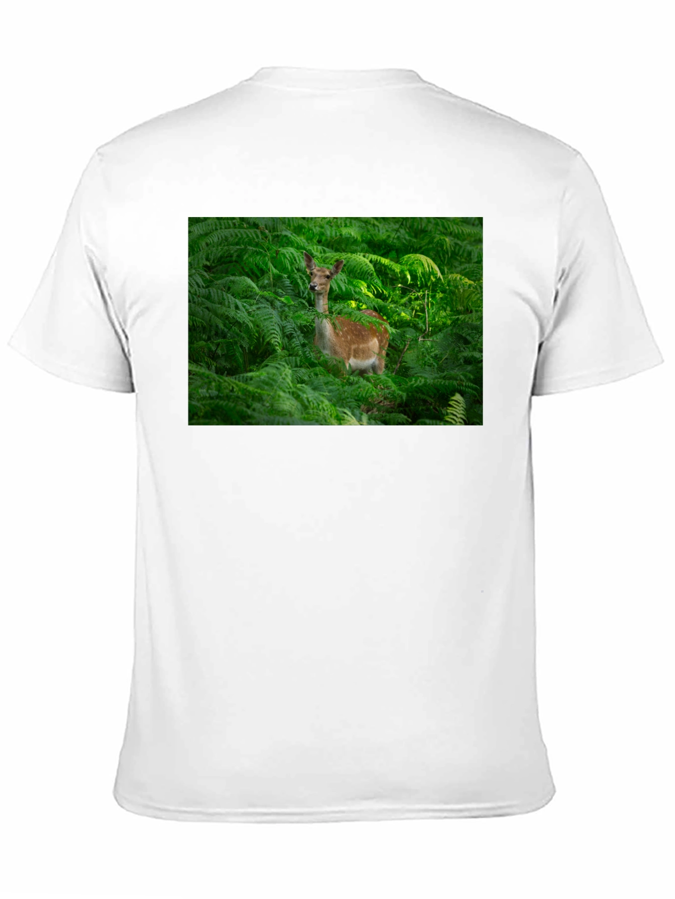 Deer in Ferns Black T-Shirt - Nature Lover Tee