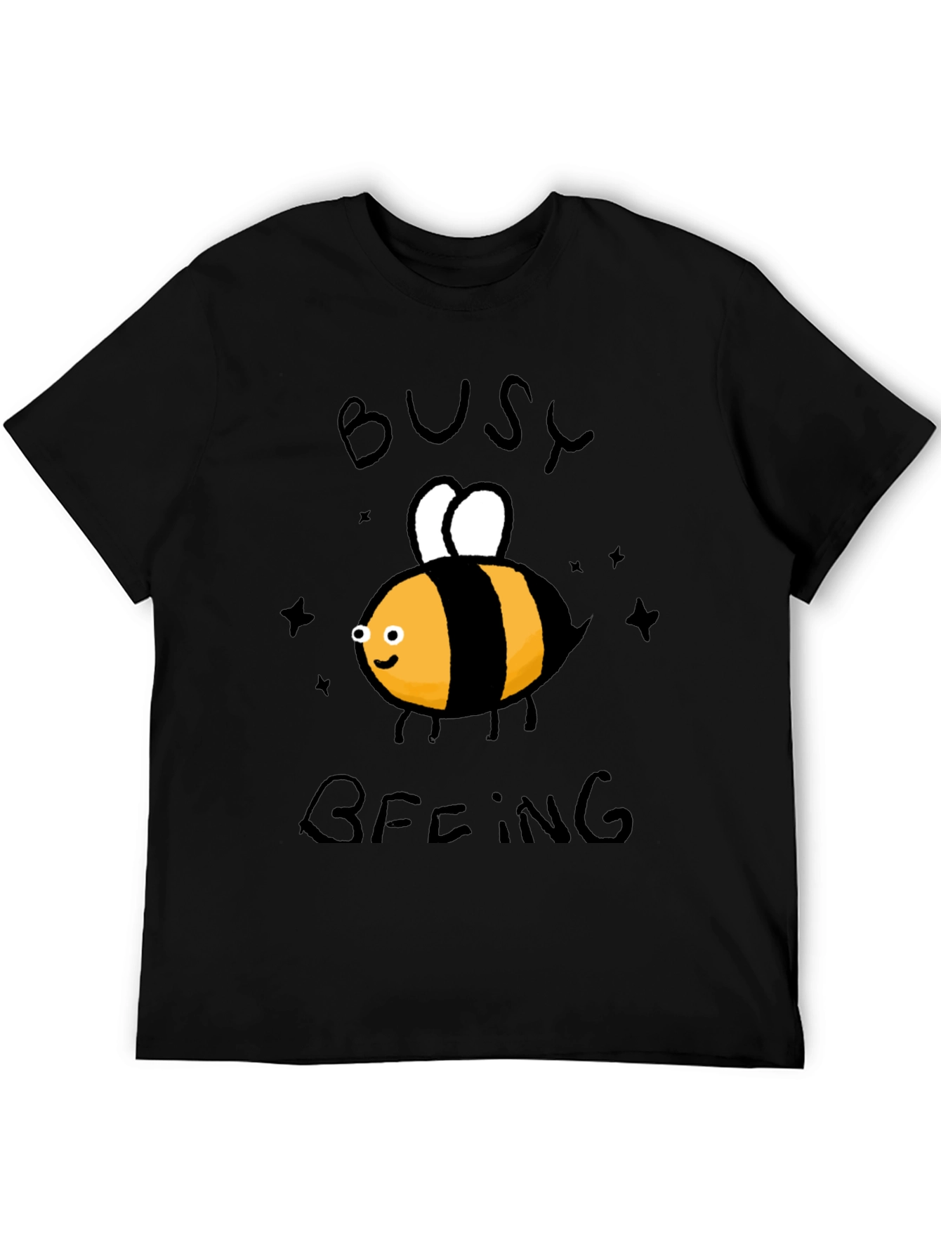 Busy Beeing T-Shirt - Black Crew Neck Graphic Tee