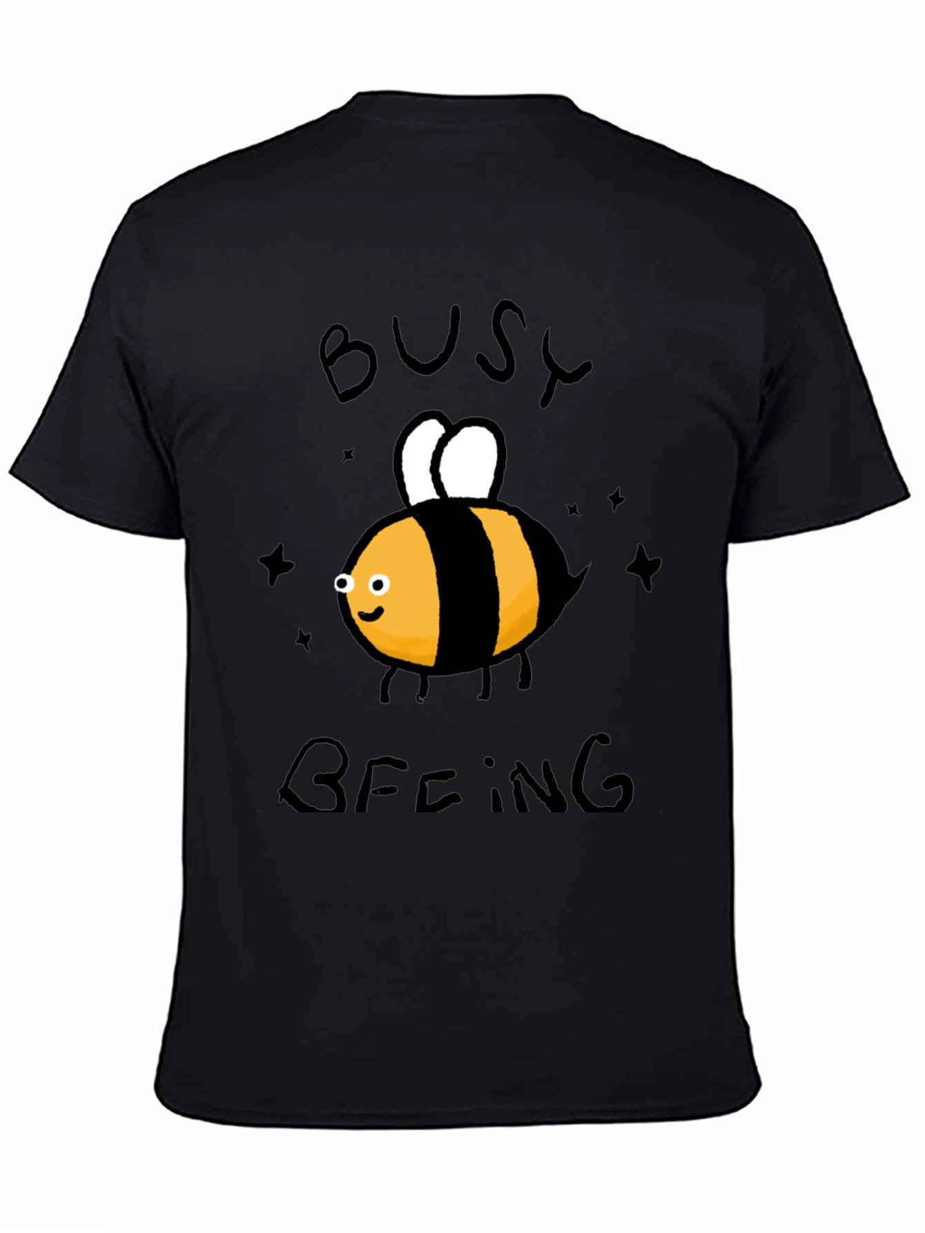 Busy Beeing T-Shirt - Black Crew Neck Graphic Tee
