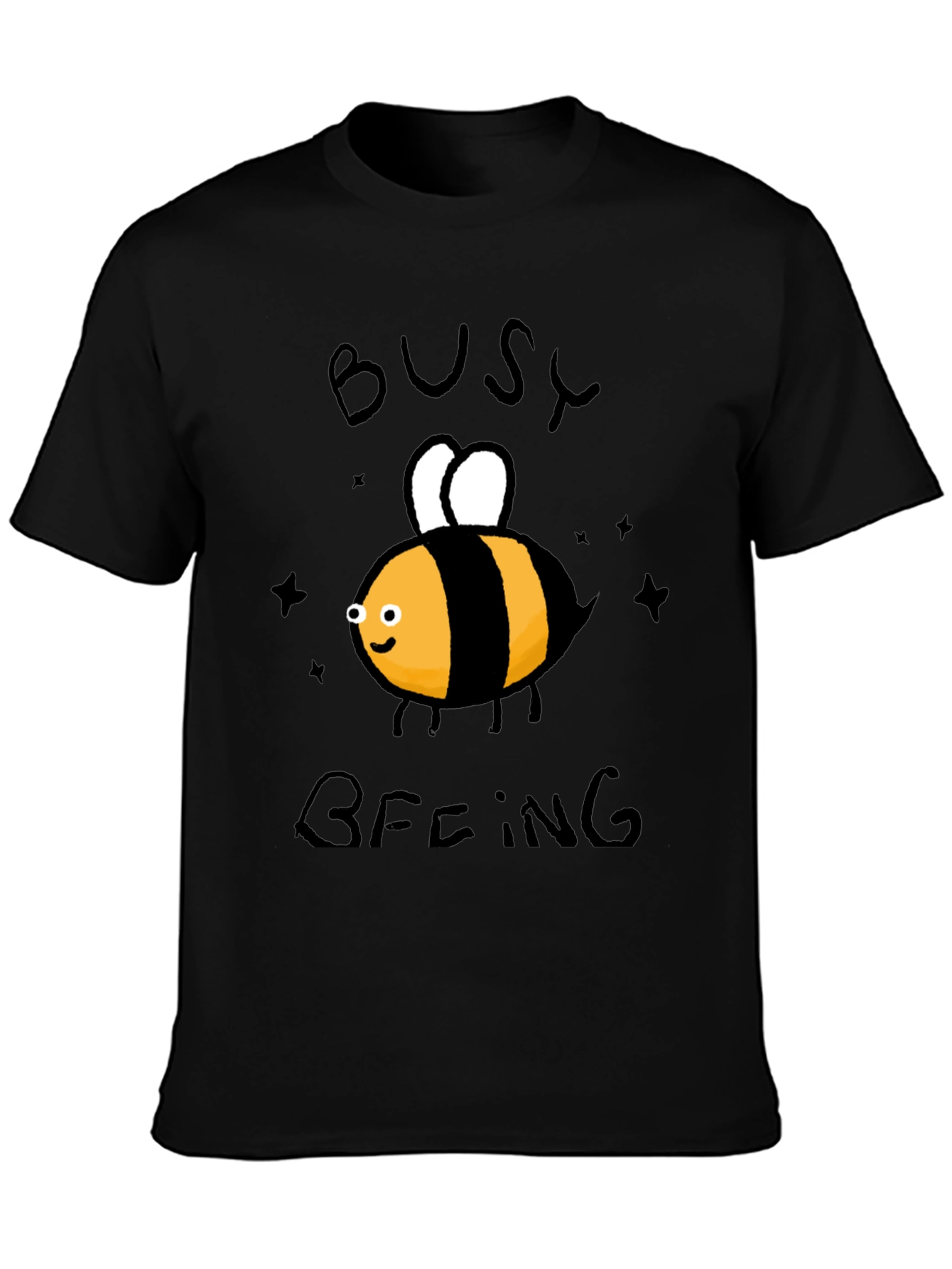 Busy Beeing T-Shirt - Black Crew Neck Graphic Tee