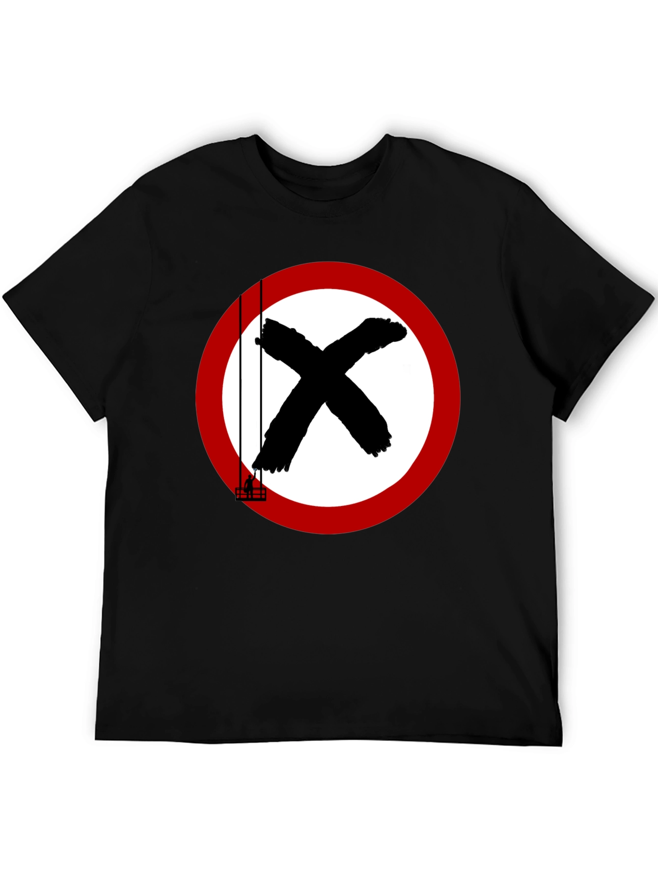 Black T-Shirt with Circular X Design