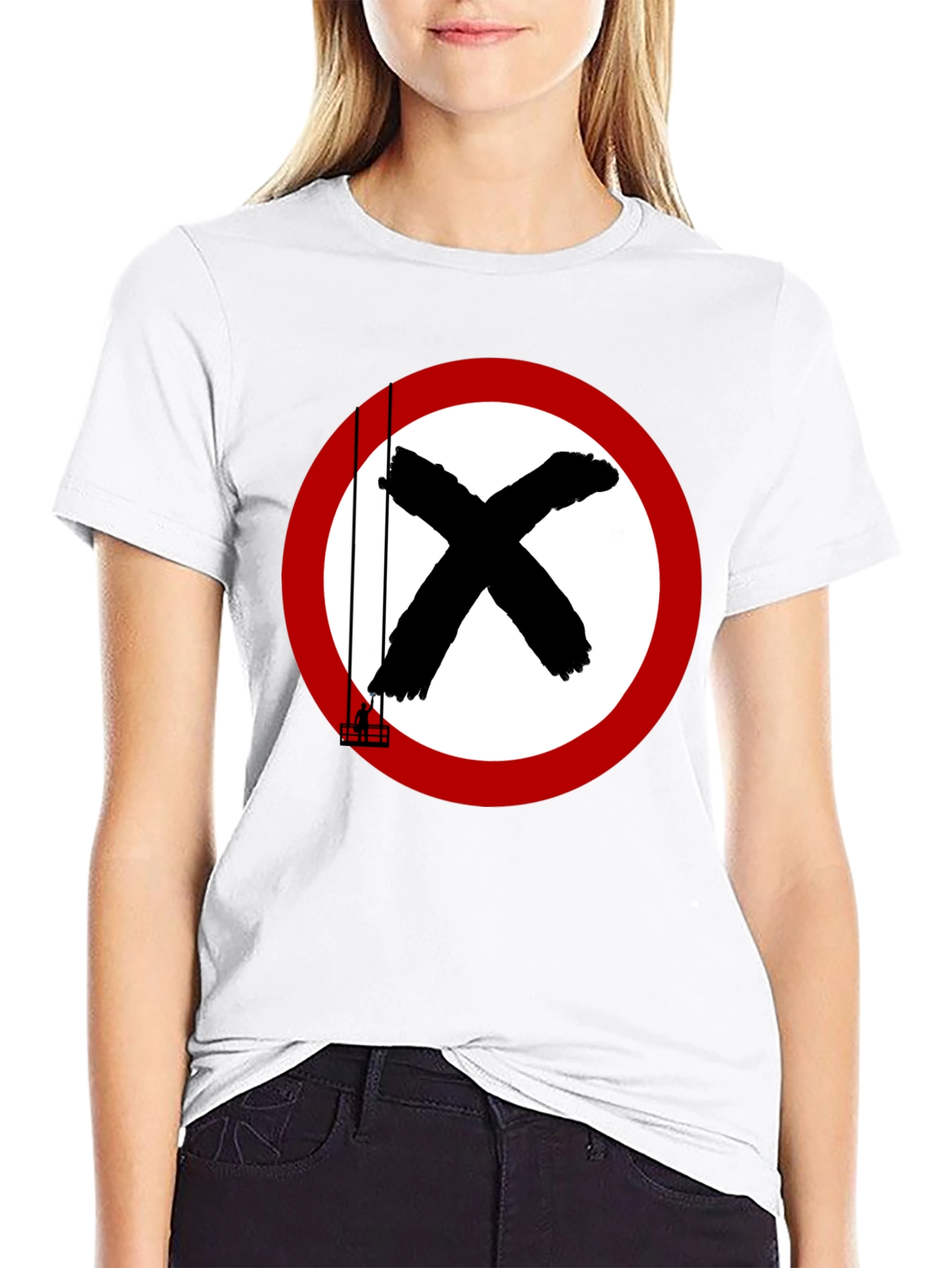 Black T-Shirt with Circular X Design