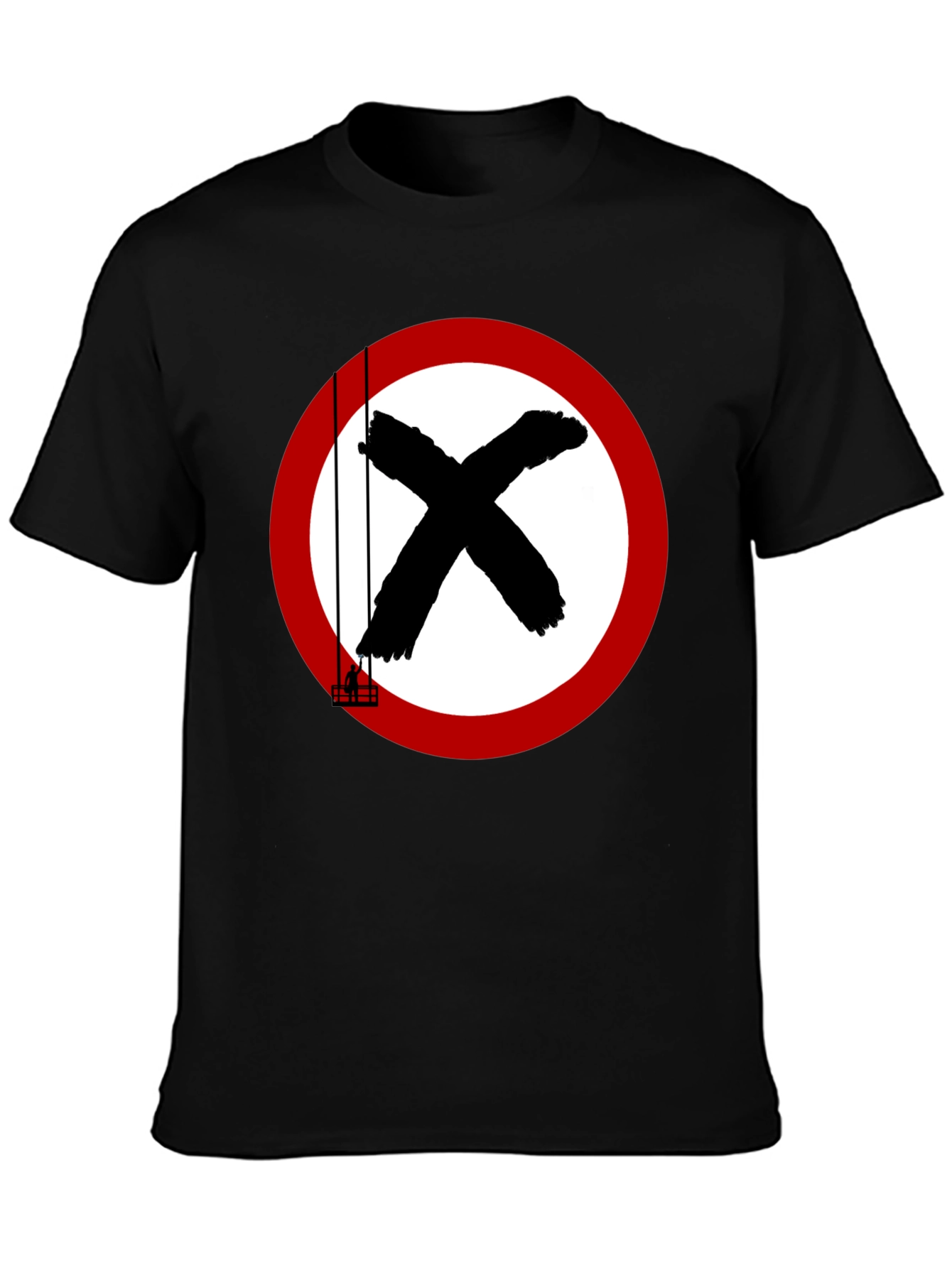 Black T-Shirt with Circular X Design