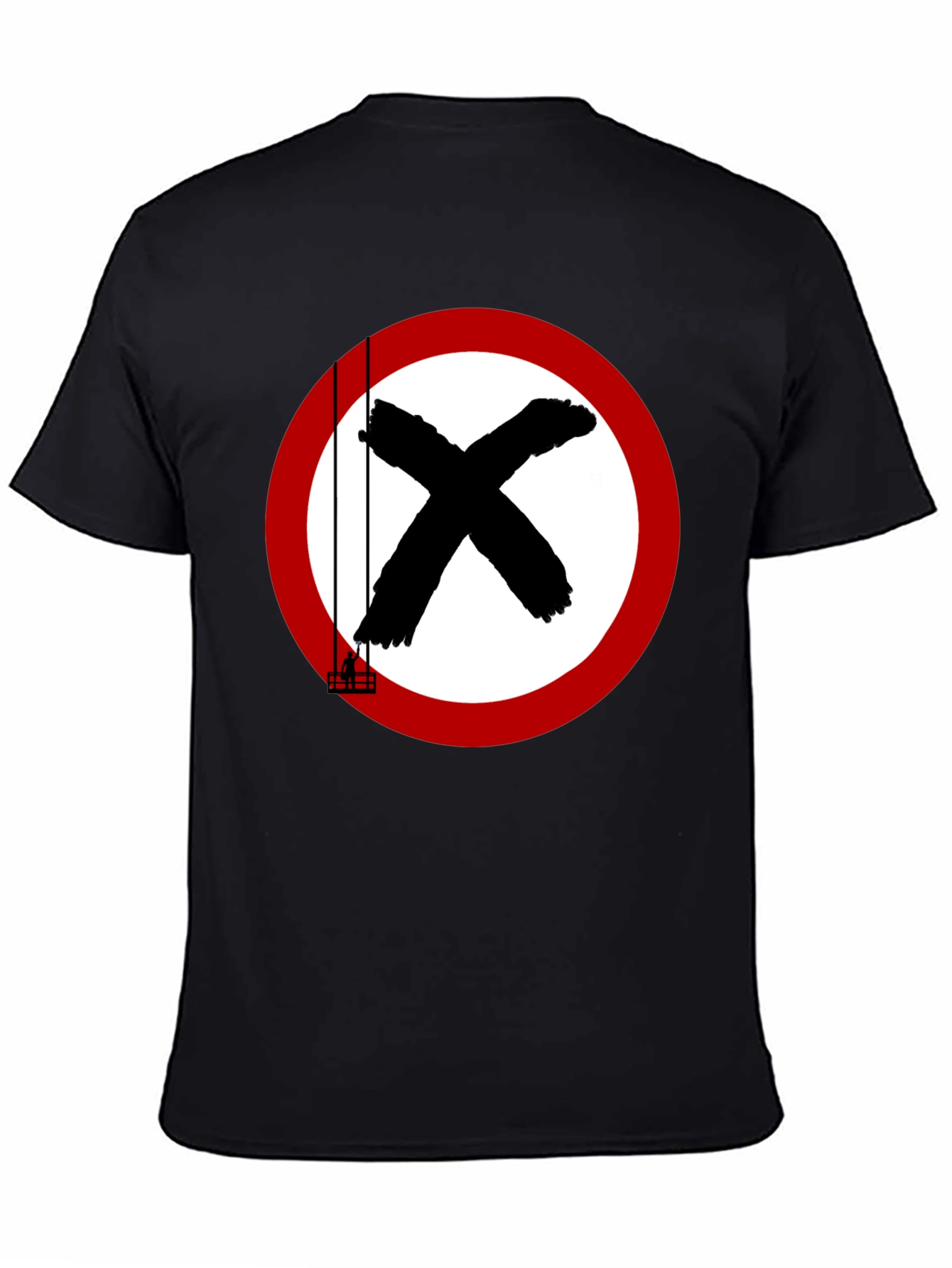 Black T-Shirt with Circular X Design