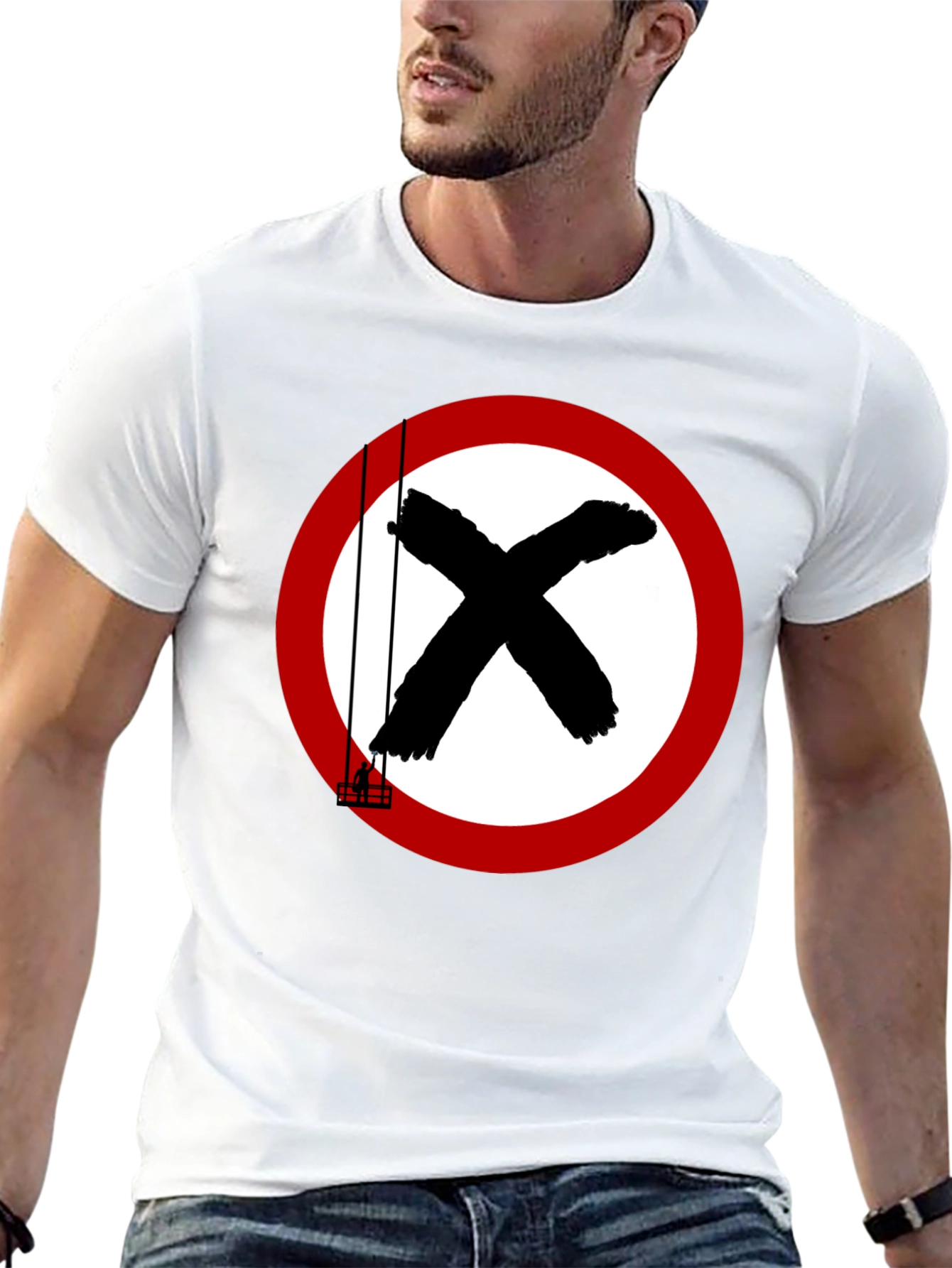 Black T-Shirt with Circular X Design