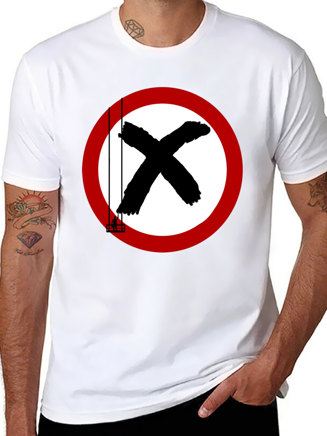 Black T-Shirt with Circular X Design